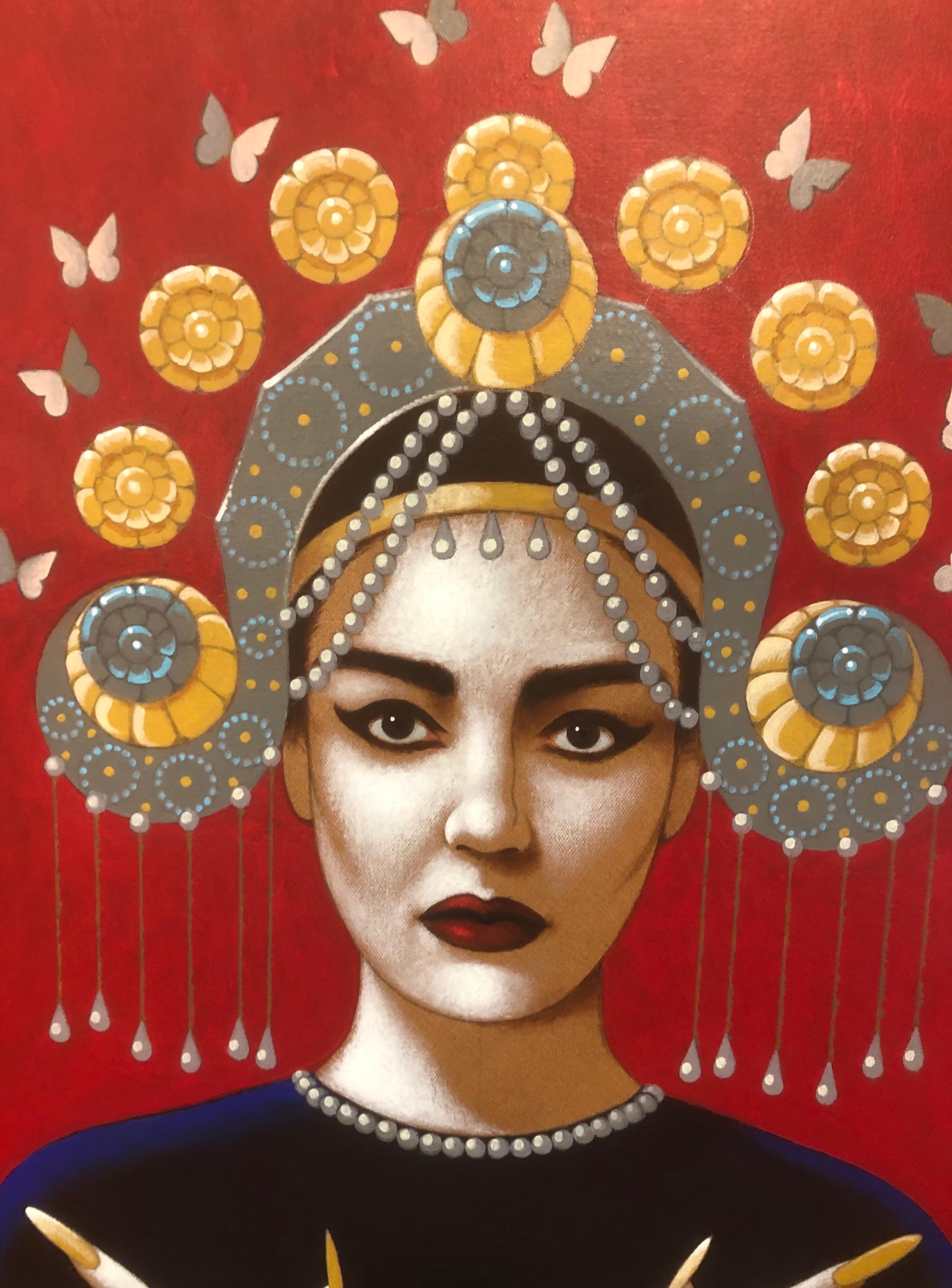 Portrait de la diva d'opéra Maria Callas en Turandot
peinture originale de Lynn Curlee
Callas a été l'une des plus importantes chanteuses d'opéra du 20e siècle.
La peinture est emballée pour la galerie avec des bords finis, l'encadrement est donc