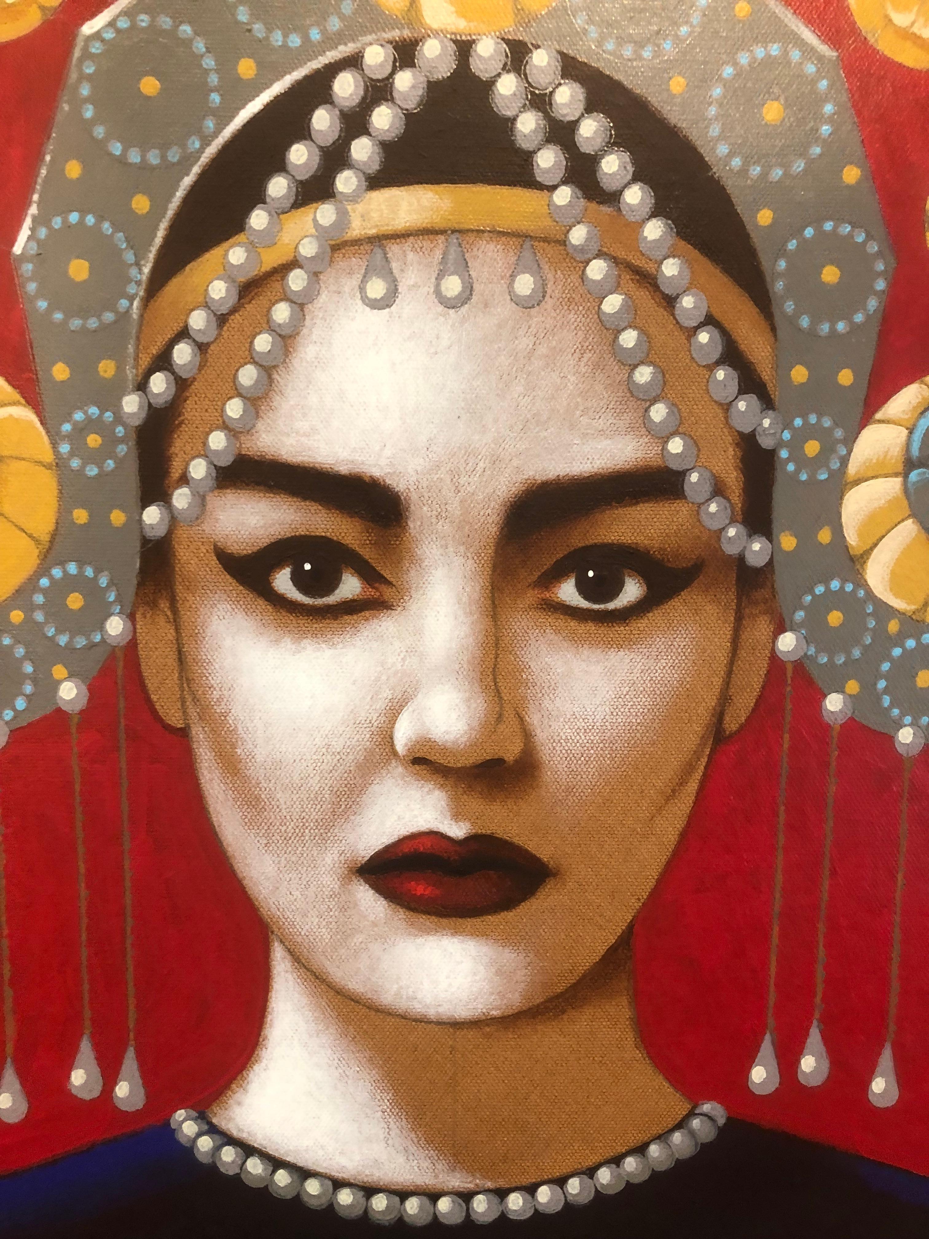 Moderne Portrait de Maria Callas comme Turandot.  Peinture originale de Lynn Curlee en vente