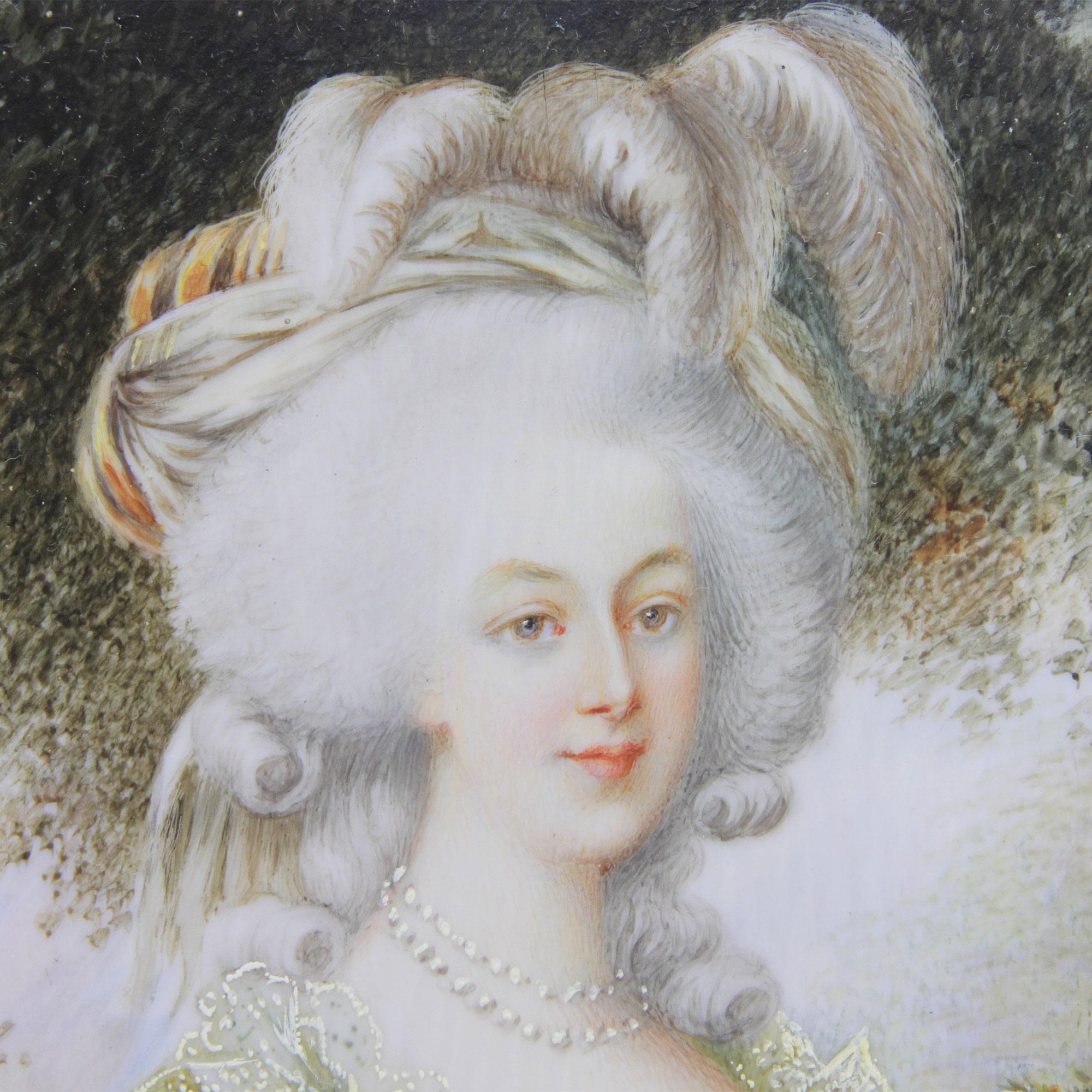 French Portrait of Marie Antionette in Ormolu Frame After Le Brun For Sale