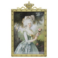 Porträt von Marie Antionette in Goldbronze-Rahmen nach Le Brun, Porträt