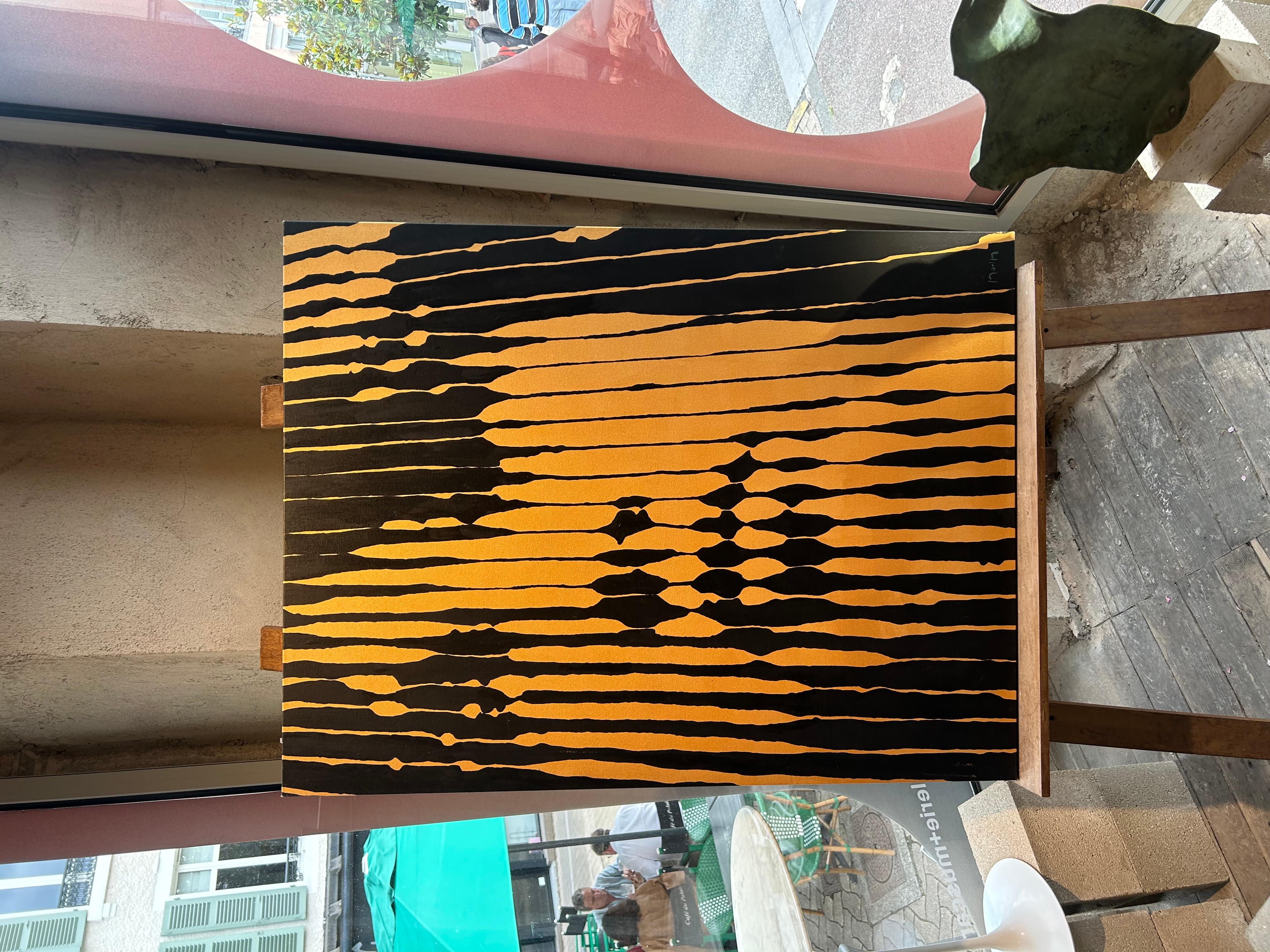 Optical art by Marcos Marin
Acrylic on Canvas who representing Mick Jagger
With beautiful clear orange and black