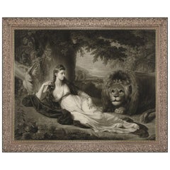 Portrait of Miss Hall with a Lion, After Chippendale Engraving by Benjamin West