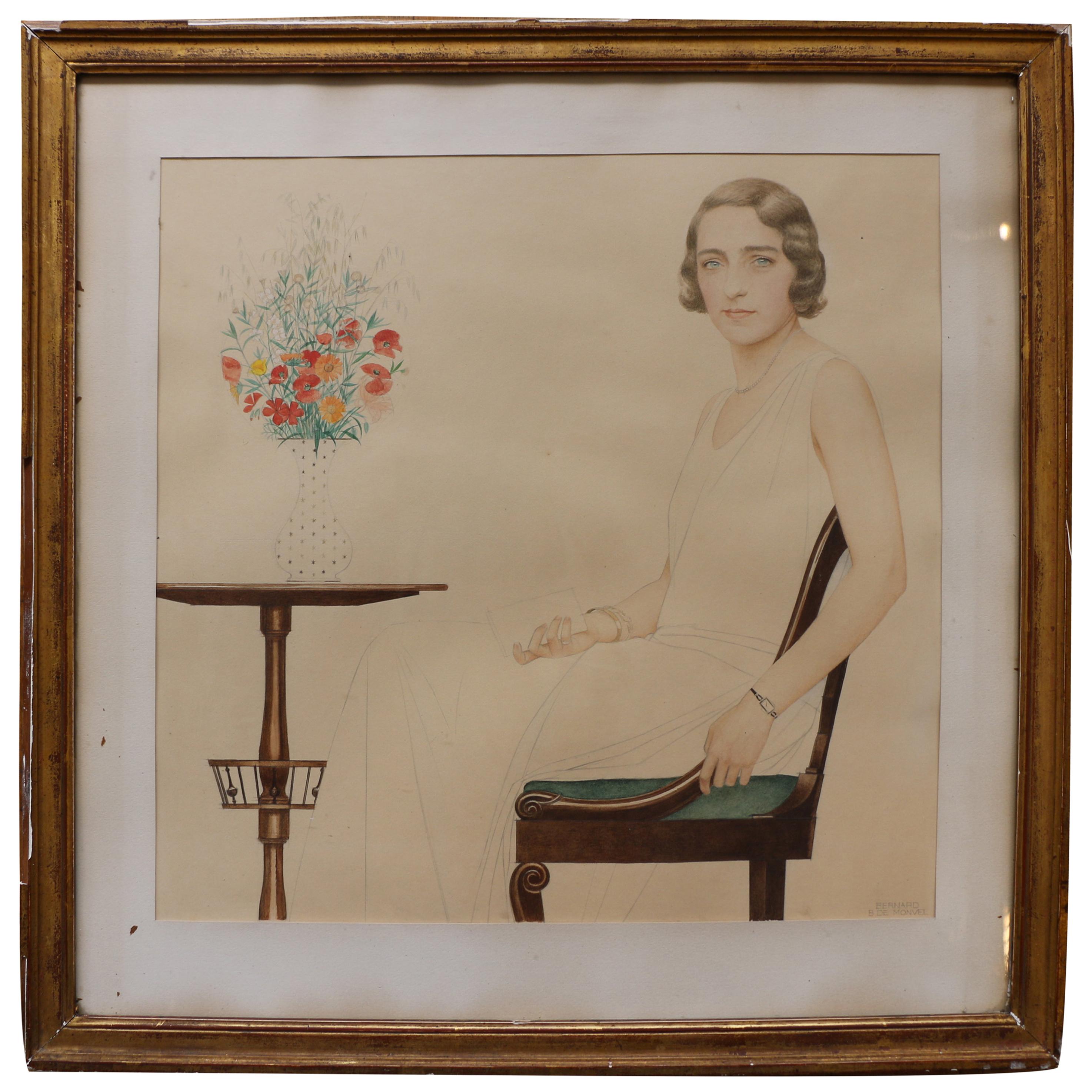 Portrait of Miss Lise Brissaud by Bernard Boutet de Monvel, circa 1928 For Sale