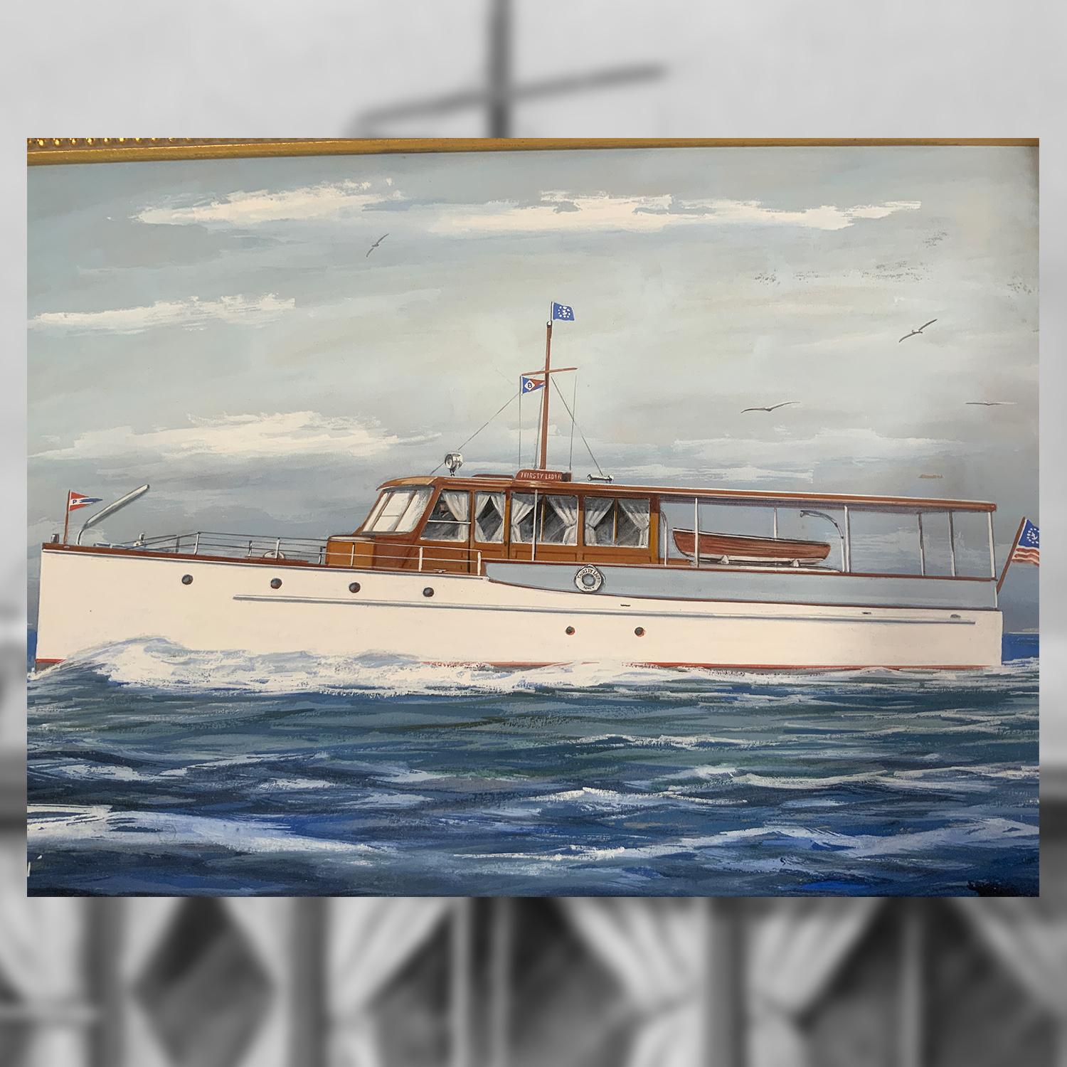 20th Century Portrait of Motor Yacht Thirsty Lady ii For Sale
