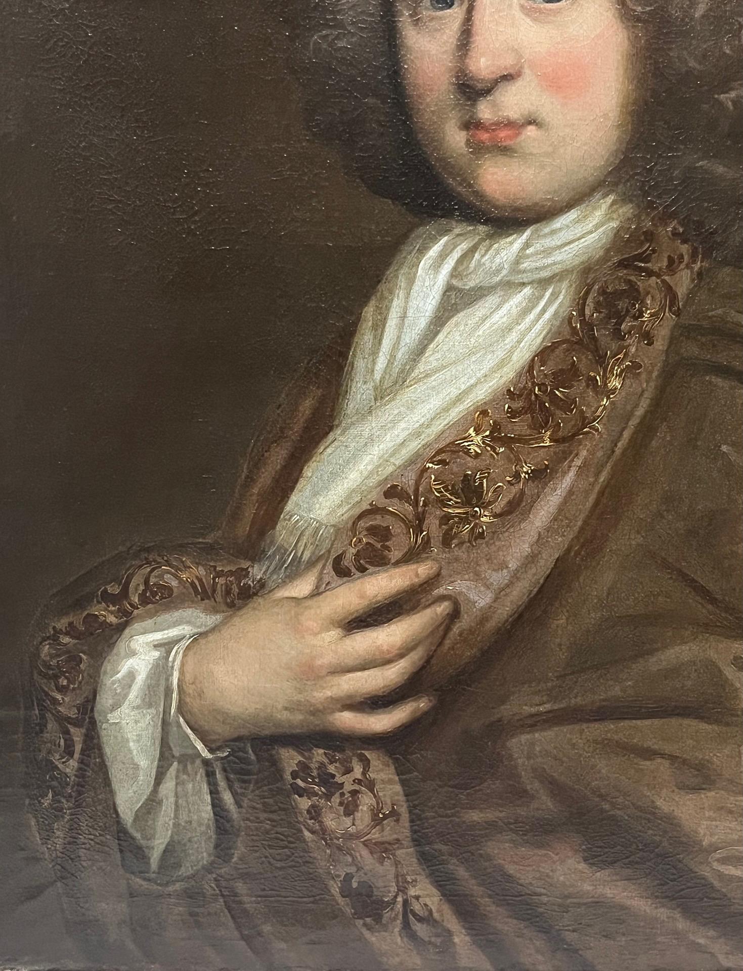Hand-Painted Portrait of 'Mr. Bell' Attributed to Sir Godfrey Kneller, circa 1720 For Sale
