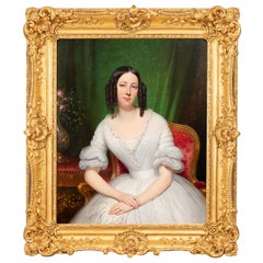 Portrait de Mme Poulet peint et signé par J.D. Court 1839, 19ème siècle