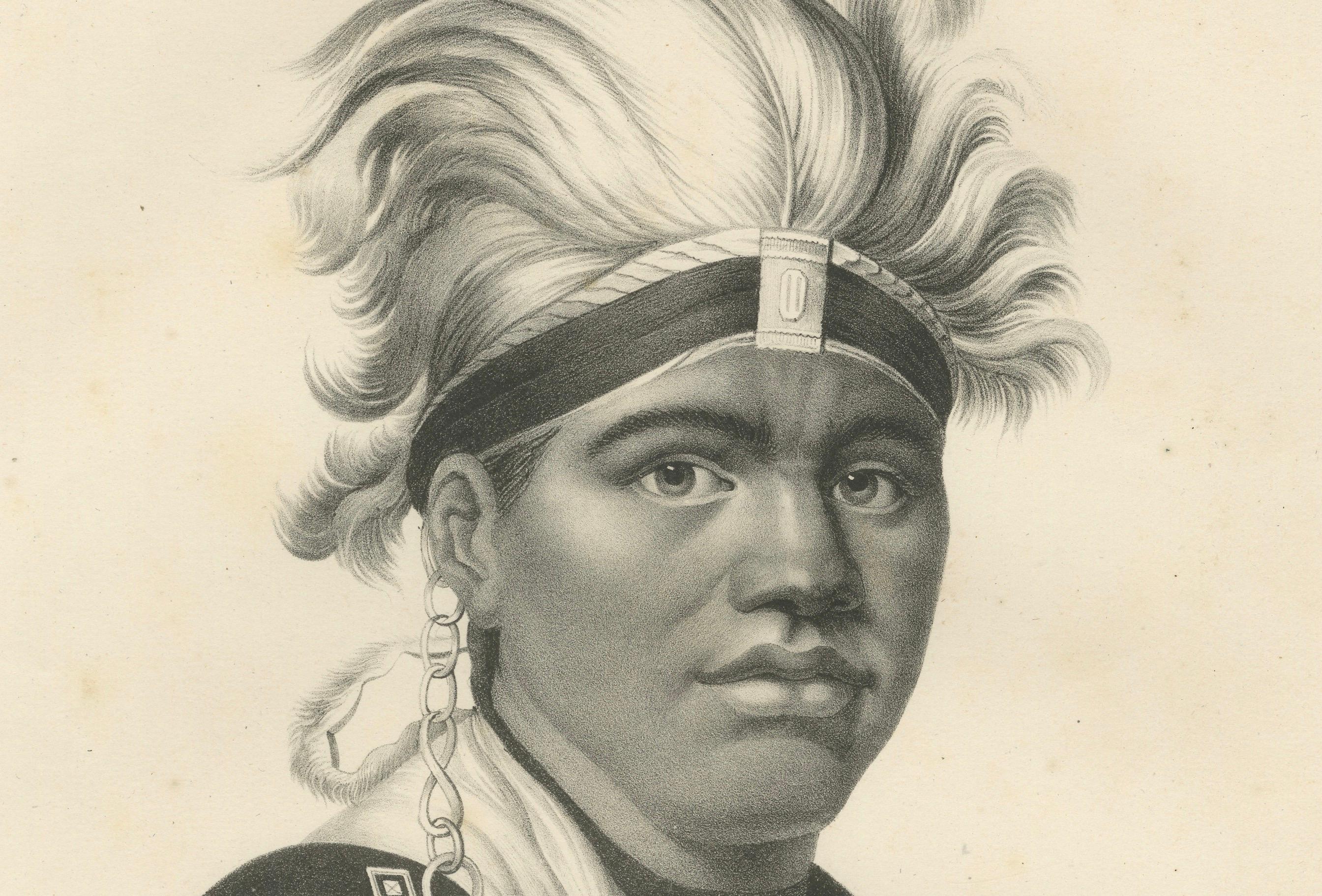 Porträt der amerikanischen Tawadanega der Tawadanega von Karl Joseph Brodtmann, 1836 im Zustand „Gut“ im Angebot in Langweer, NL