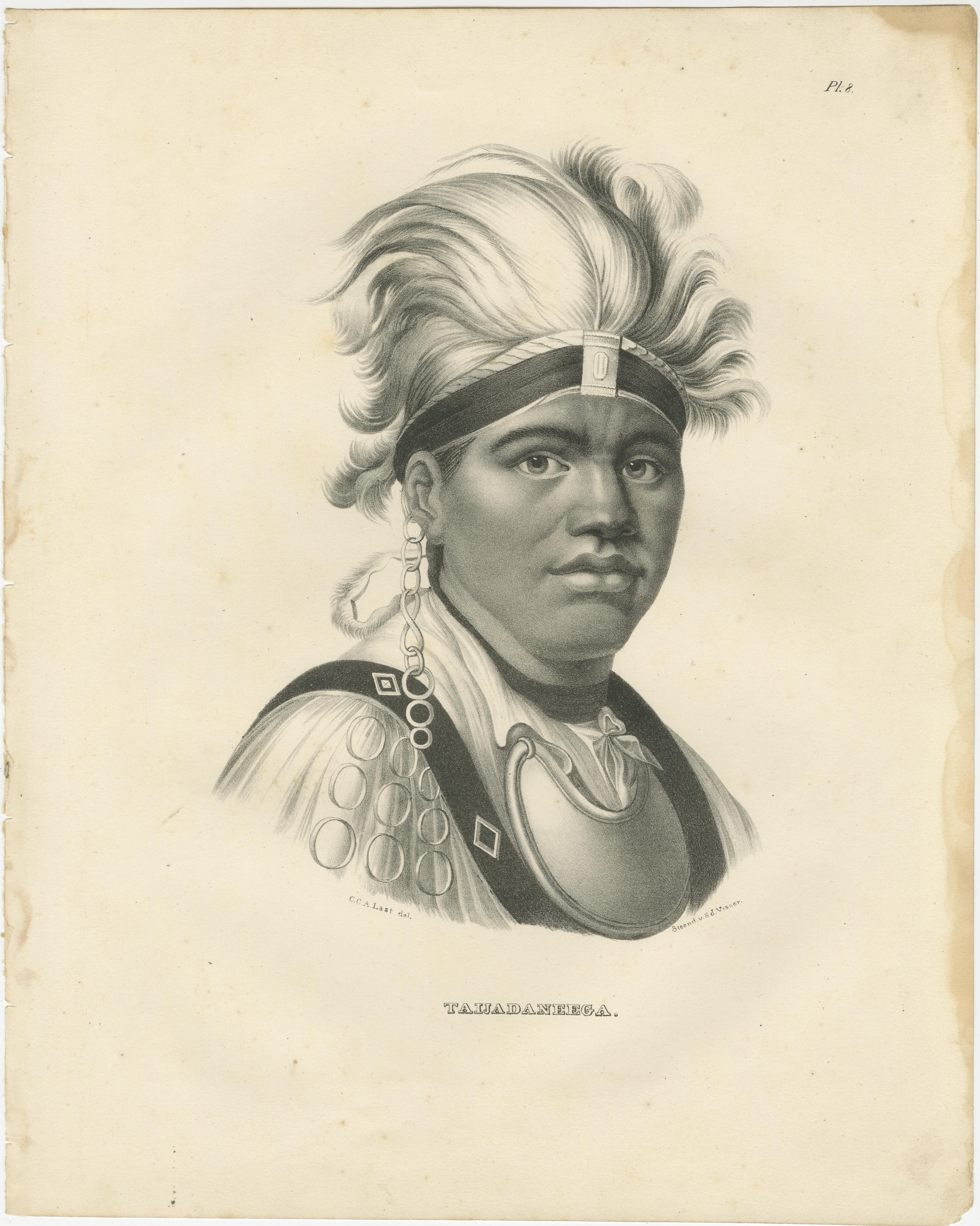 Porträt der amerikanischen Tawadanega der Tawadanega von Karl Joseph Brodtmann, 1836 (Papier) im Angebot
