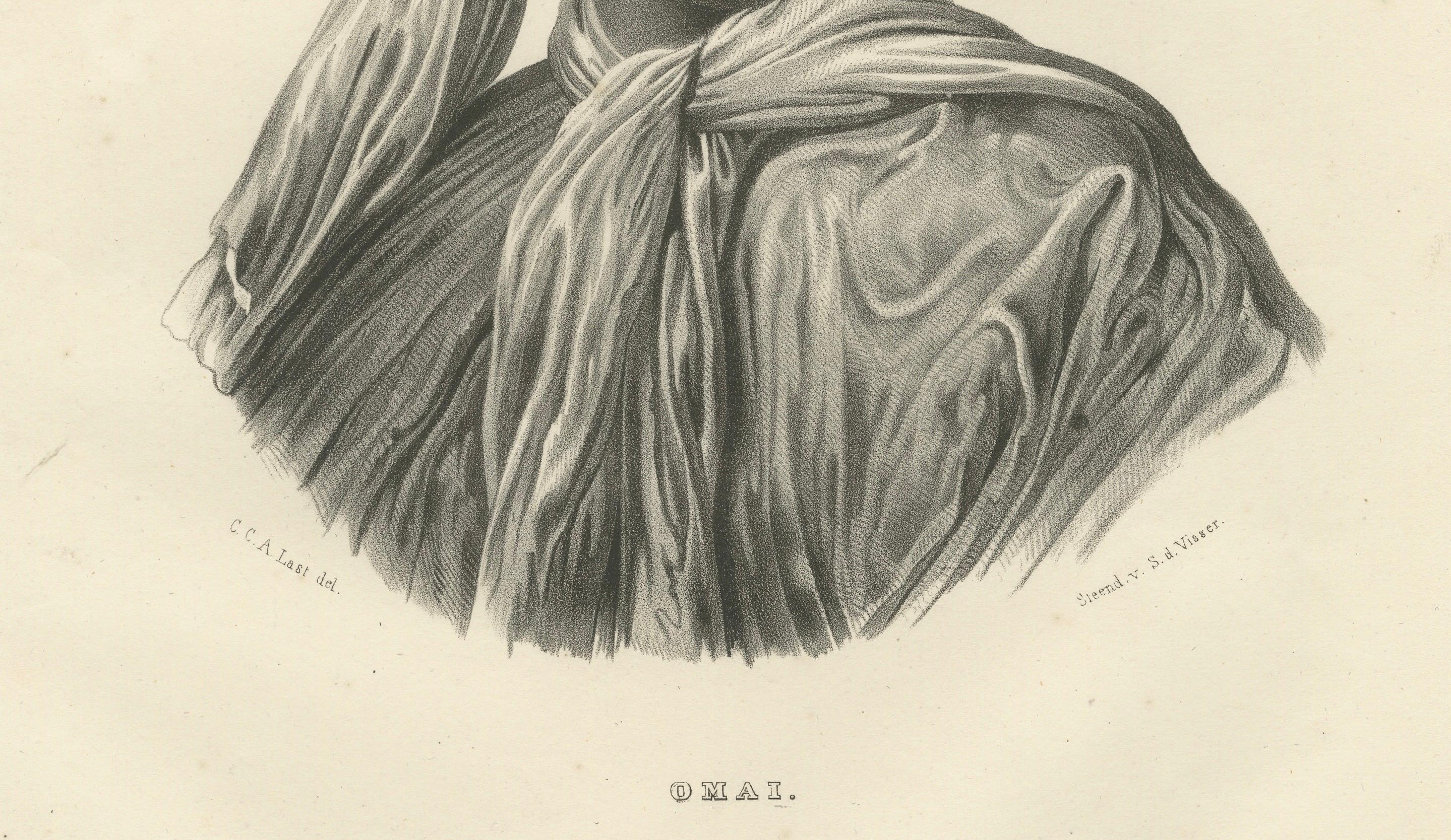 Porträt eines Omai, eines polynesischen Mannes, von Karl Joseph Brodtmann, 1835 im Zustand „Gut“ im Angebot in Langweer, NL