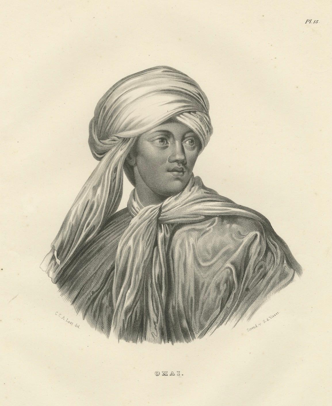 Porträt eines Omai, eines polynesischen Mannes, von Karl Joseph Brodtmann, 1835 (Papier) im Angebot