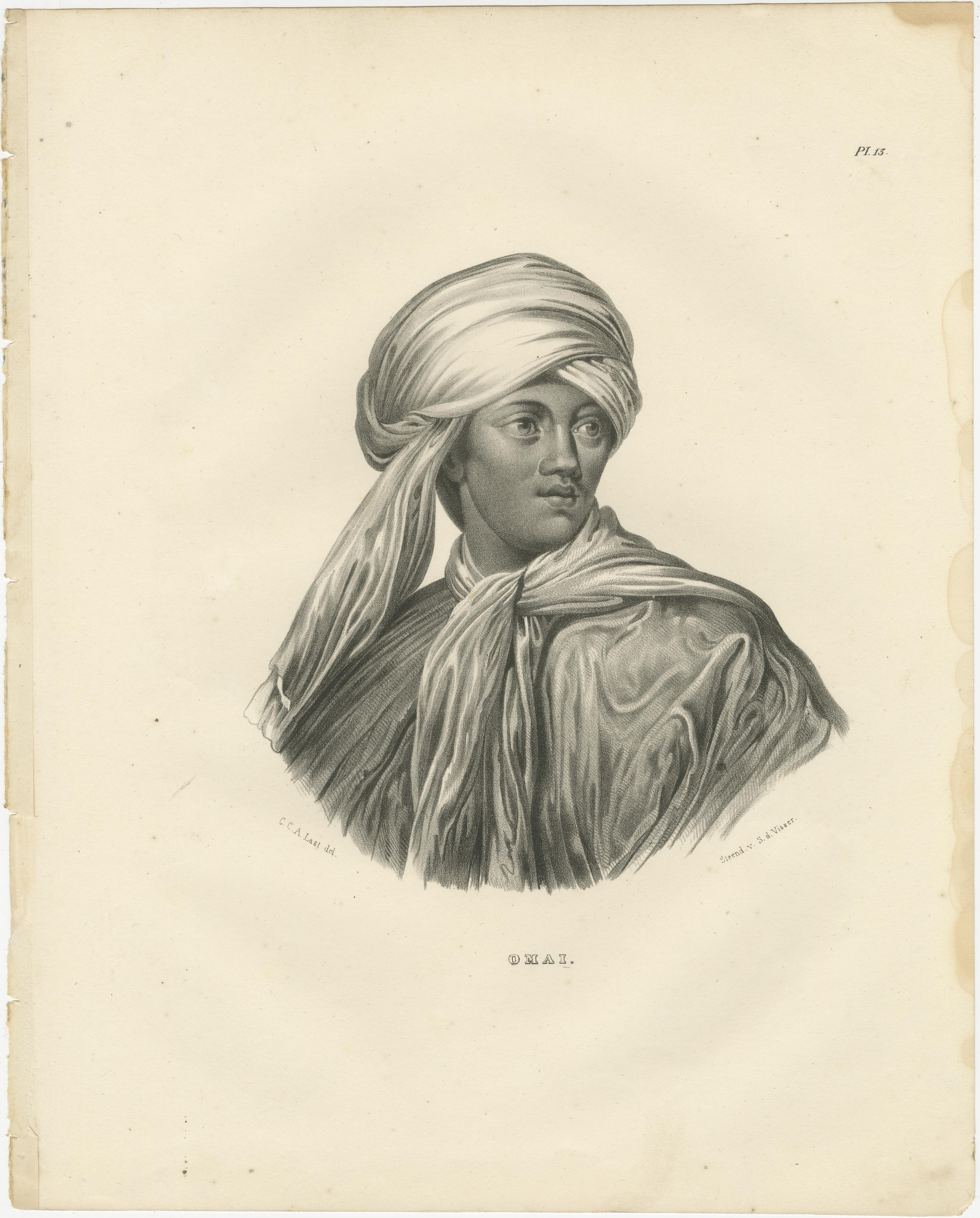 Porträt eines Omai, eines polynesischen Mannes, von Karl Joseph Brodtmann, 1835 im Angebot 1