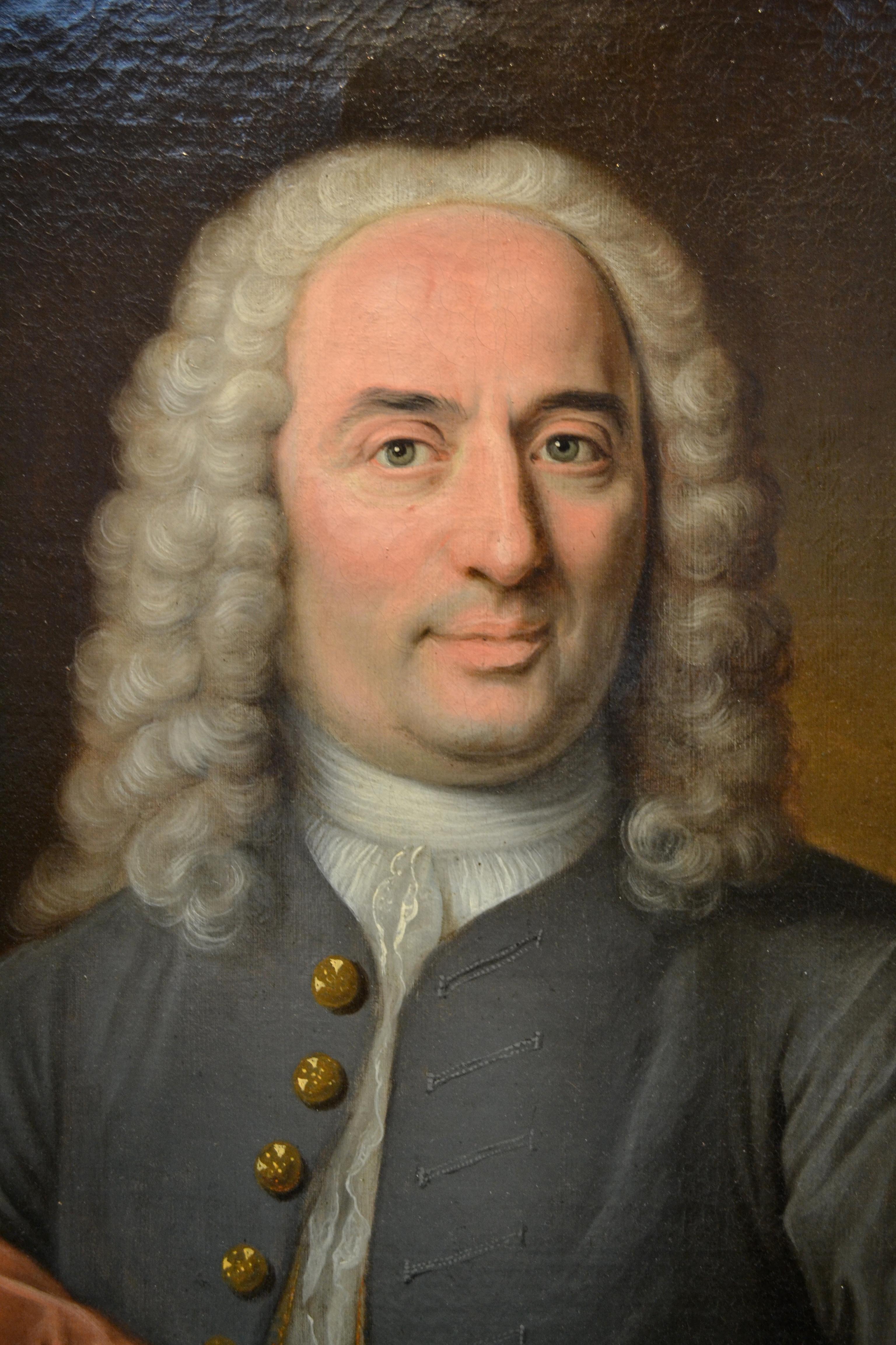 An 18thC portrait of an important Parisian bureaucrat and aristocrat named Antoine Brulley De St-Seine who was born in 1719. He died in Paris and according to a typed biographical label at the back of the canvas he was unmarried and the date of
