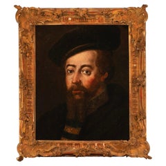 Portrait of Philip II, 17th-century Spanish school, with gilded Baroque Frame
