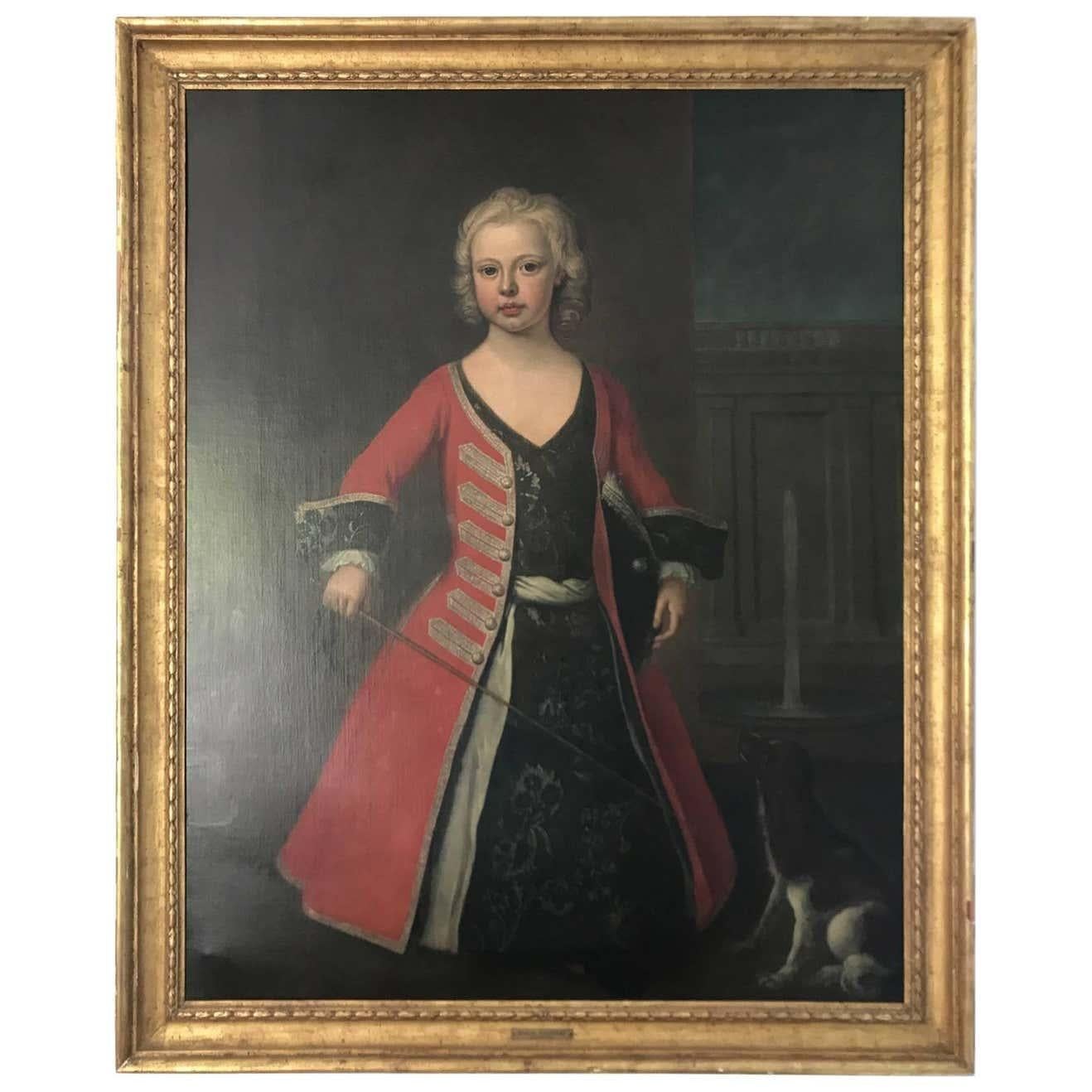 Attribué à Joseph Highmore (1692-1789) 'Portrait d'un enfant - peut-être le prince William duc de Cumberland, fils du roi George II'.
Huile sur toile peinte par Joseph Highmore. Représentation de William, jeune garçon, en tenue militaire. Il semble