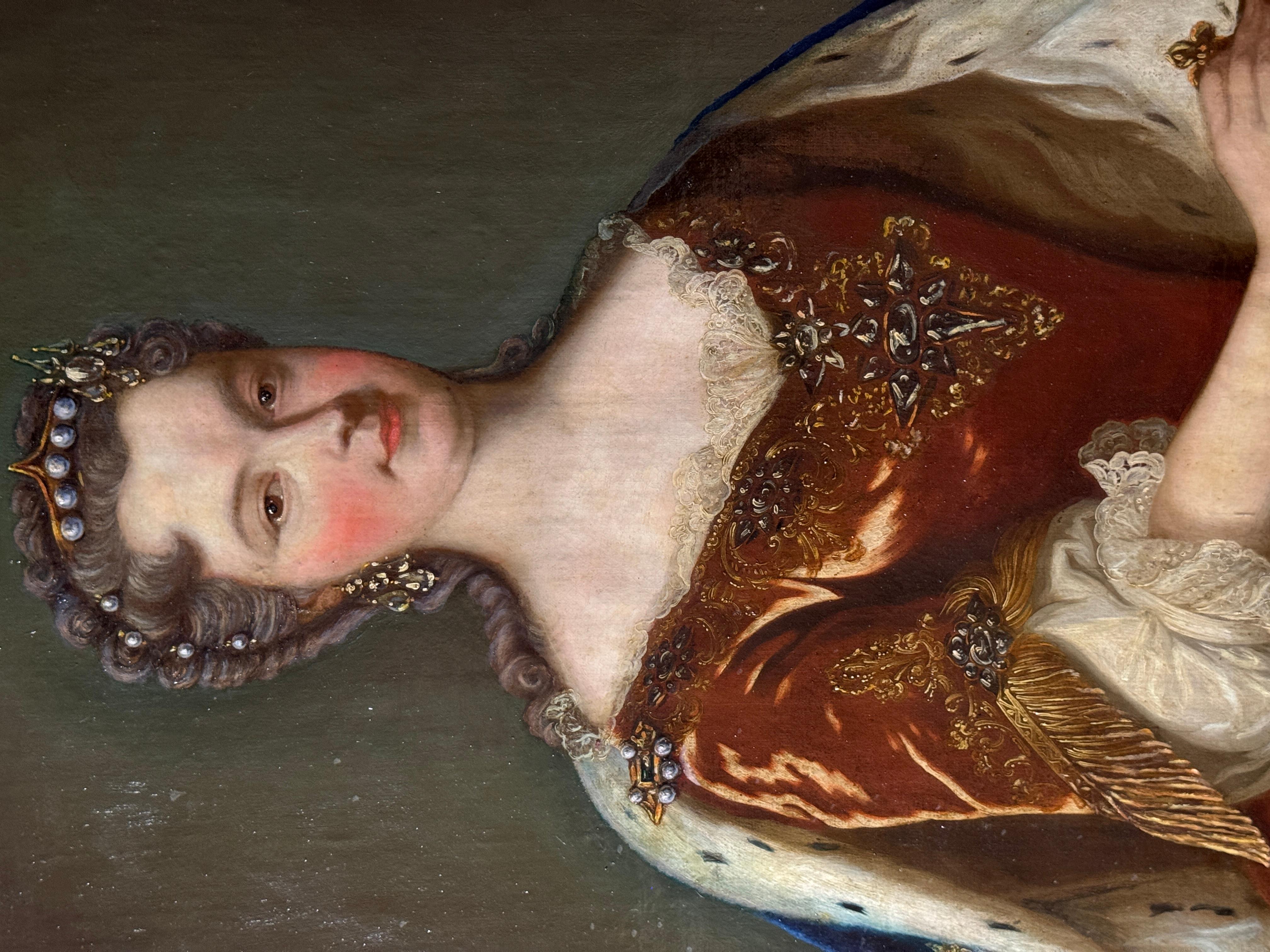 Porträt der Königin Marie Leszczynska, Gemahlin von Ludwig XV, Öl auf Leinwand, 18. (Geölt) im Angebot