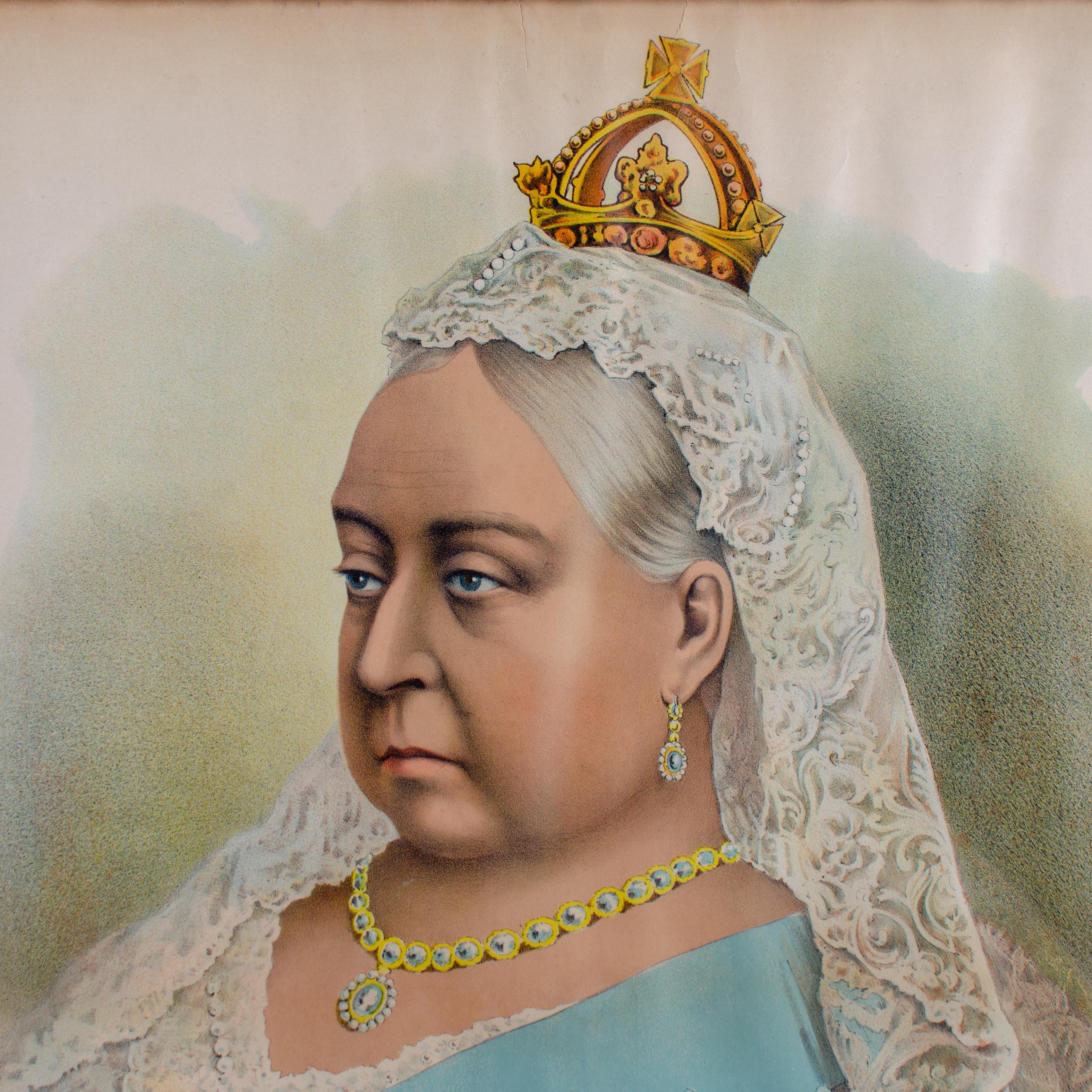 English Portrait of Queen Victoria, Framed Lithograph For Sale