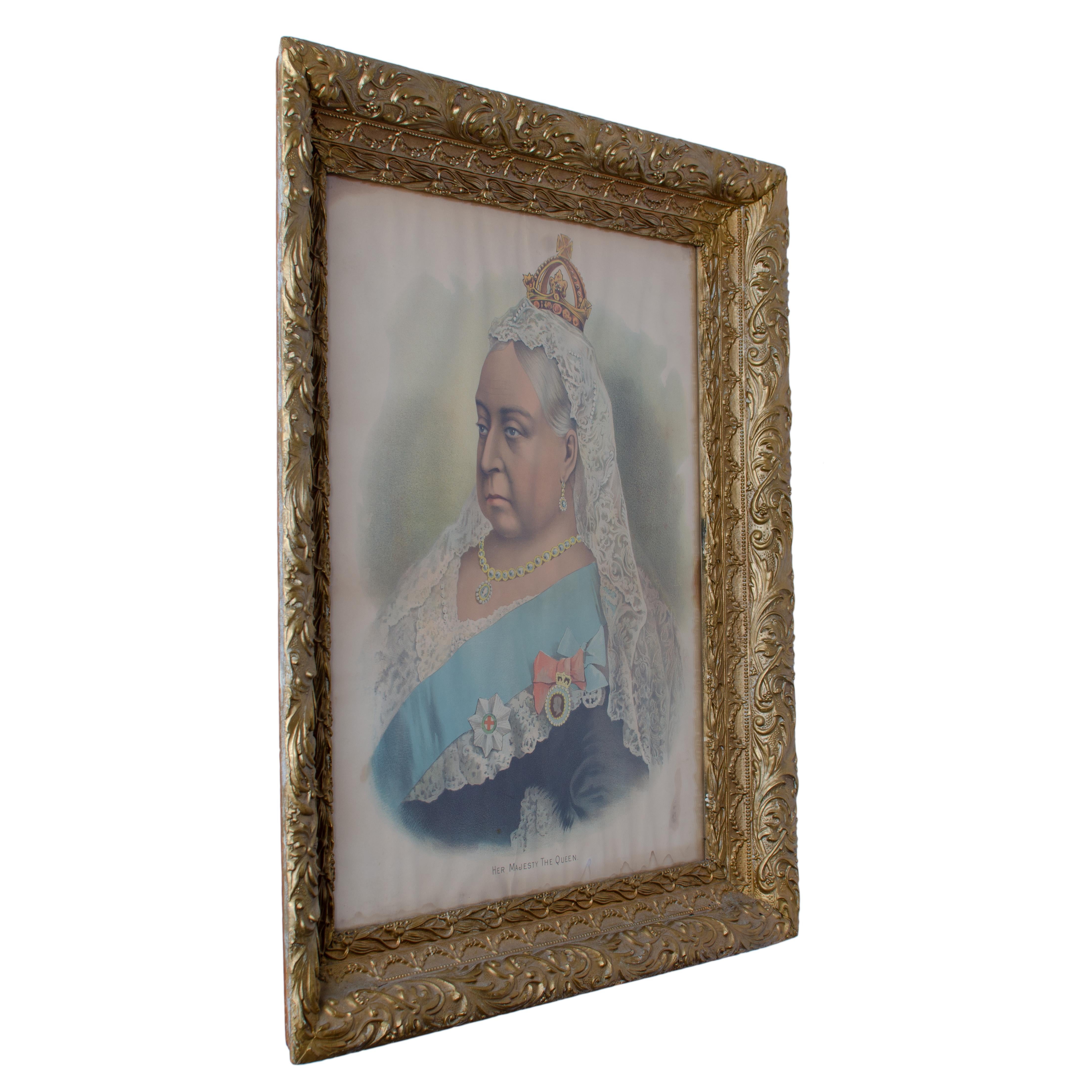 19th Century Portrait of Queen Victoria, Framed Lithograph For Sale