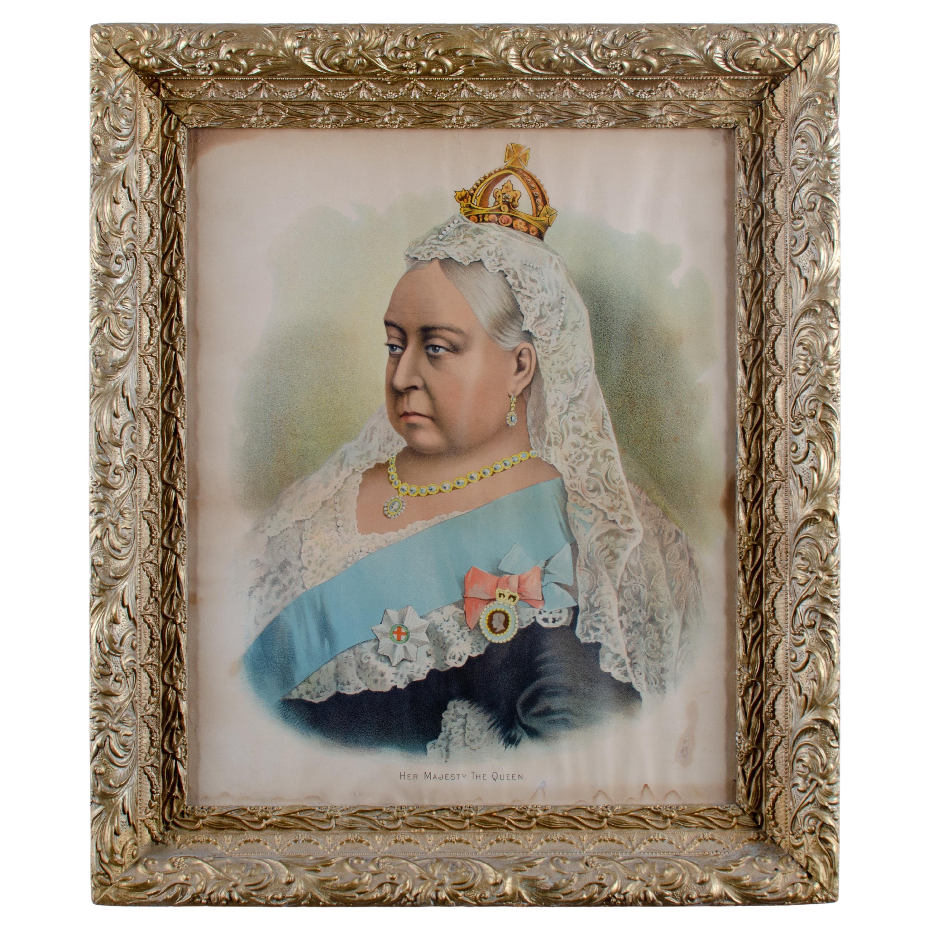 Portrait de la reine Victoria, lithographie encadrée en vente