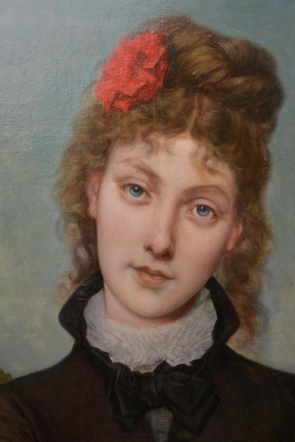 Hand-Painted Portrait of Self-Conceited Young Woman