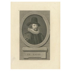 Porträt von Sir Francis Bacon - Kupferstich aus dem späten 18. Jahrhundert von R. Delvaux