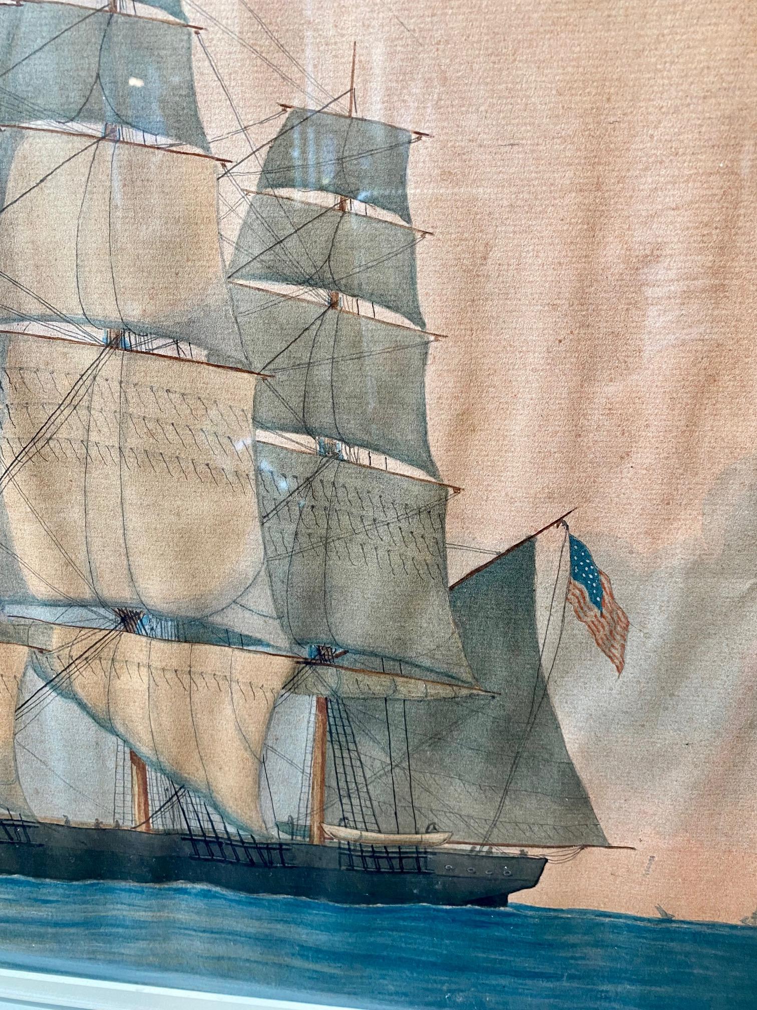 Folk Art Portrait of the Clipper Ship Oriental by Lucius A. Briggs, 1925