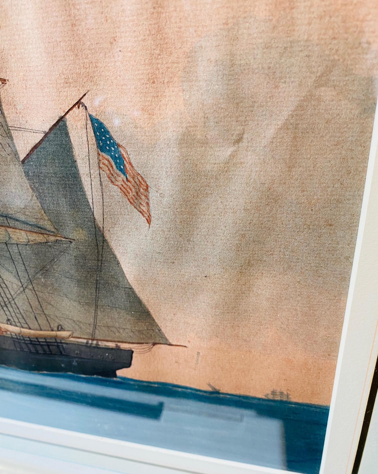Hand-Painted Portrait of the Clipper Ship Oriental by Lucius A. Briggs, 1925 For Sale