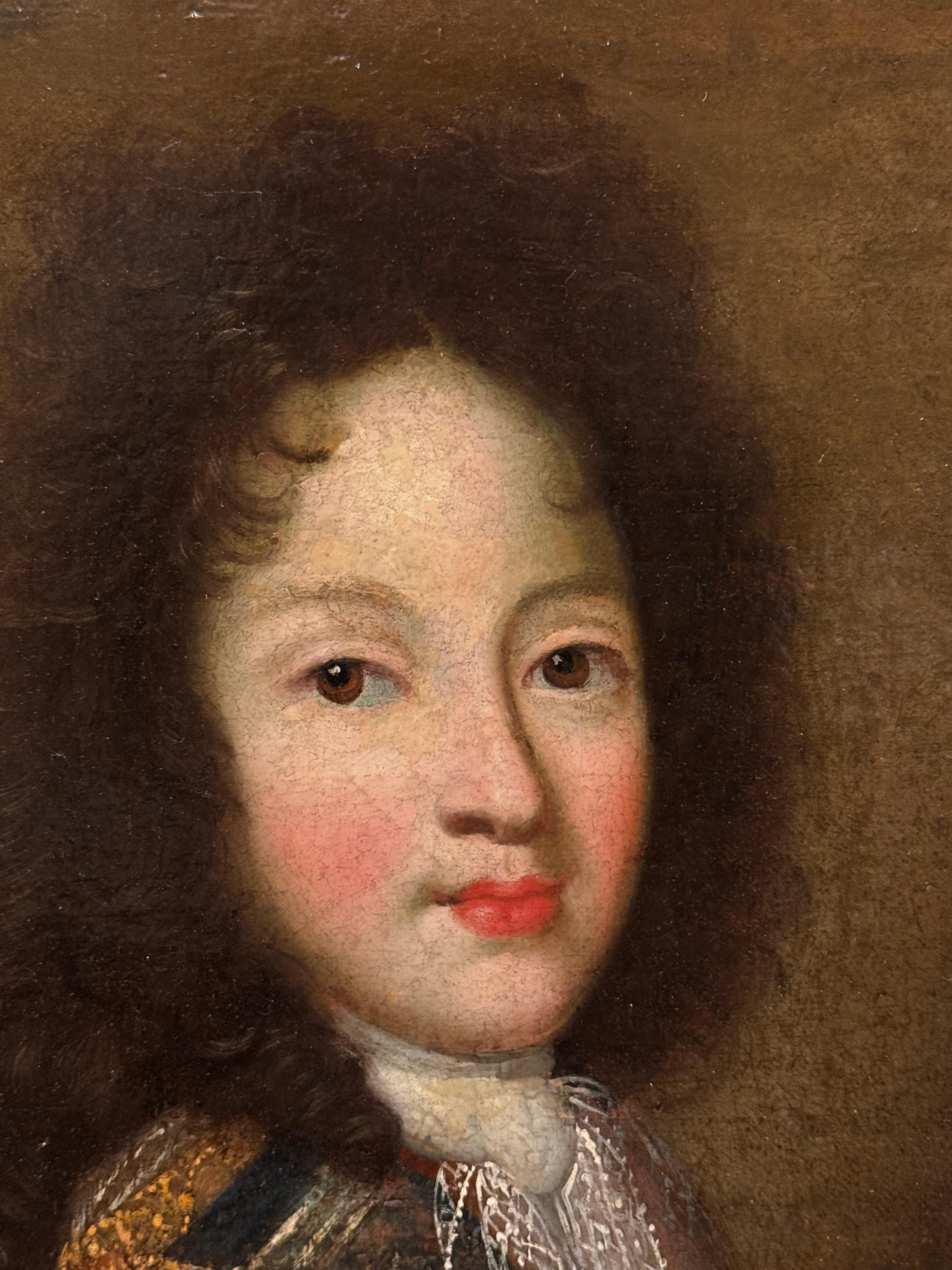 Porträt des Herzogs von Burgund? , F. de TROY ? Französische Schule, 17. Jahrhundert im Zustand „Gut“ im Angebot in PARIS, FR