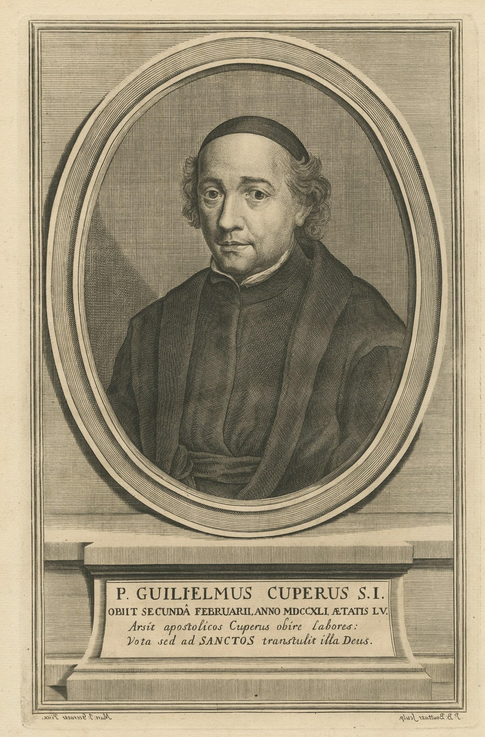 Portrait of the Jesuit Willem 'Guilielmus' Cuperus, Published 1740 In Good Condition For Sale In Langweer, NL