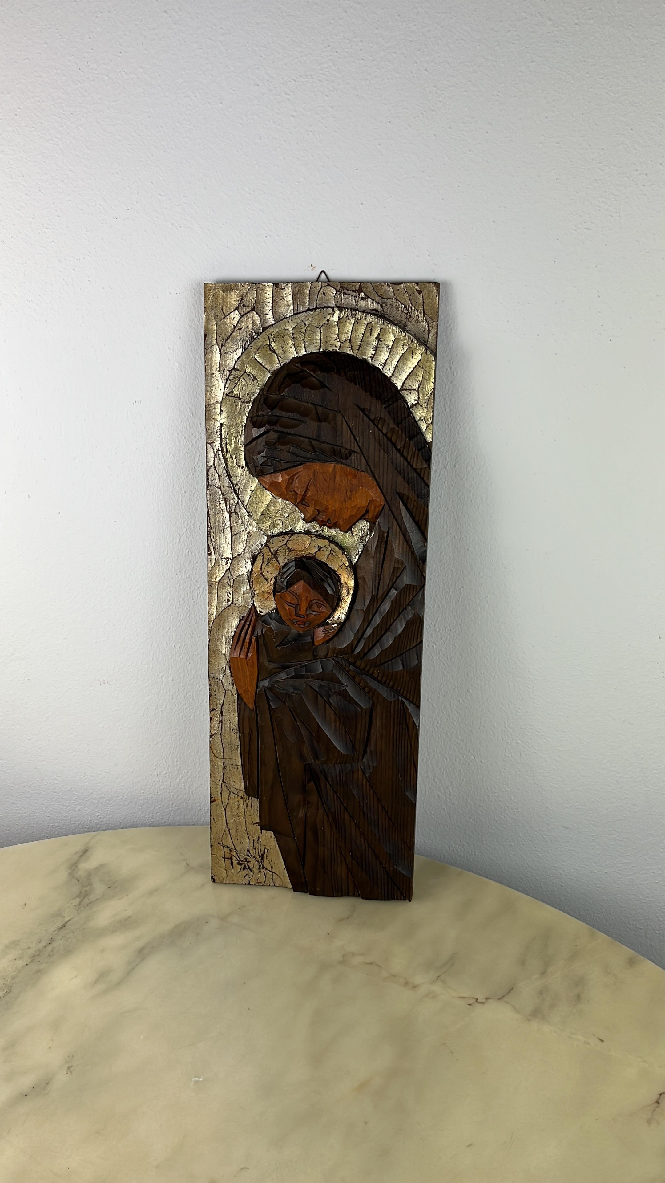 Italian Portrait of the Madonna on Wood, Italy, 1980s For Sale