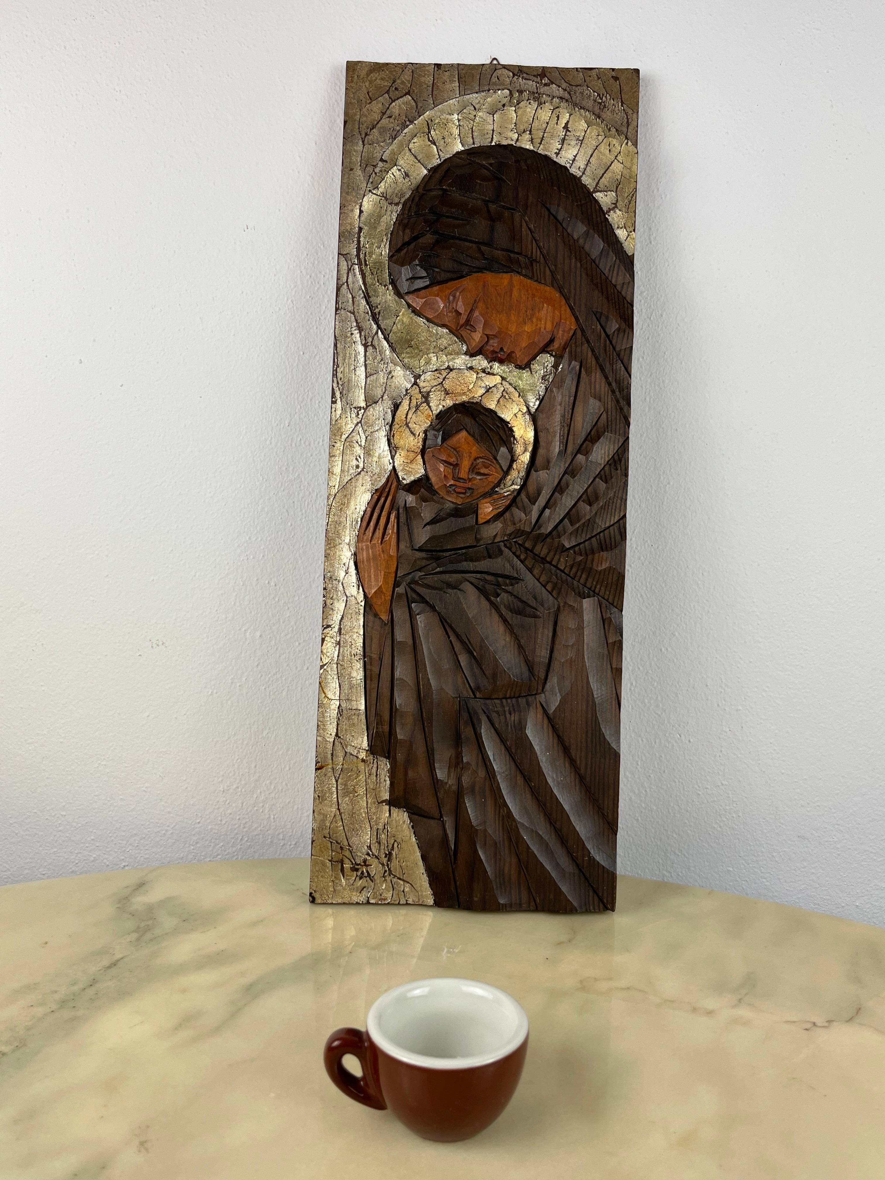 Painted Portrait of the Madonna on Wood, Italy, 1980s For Sale