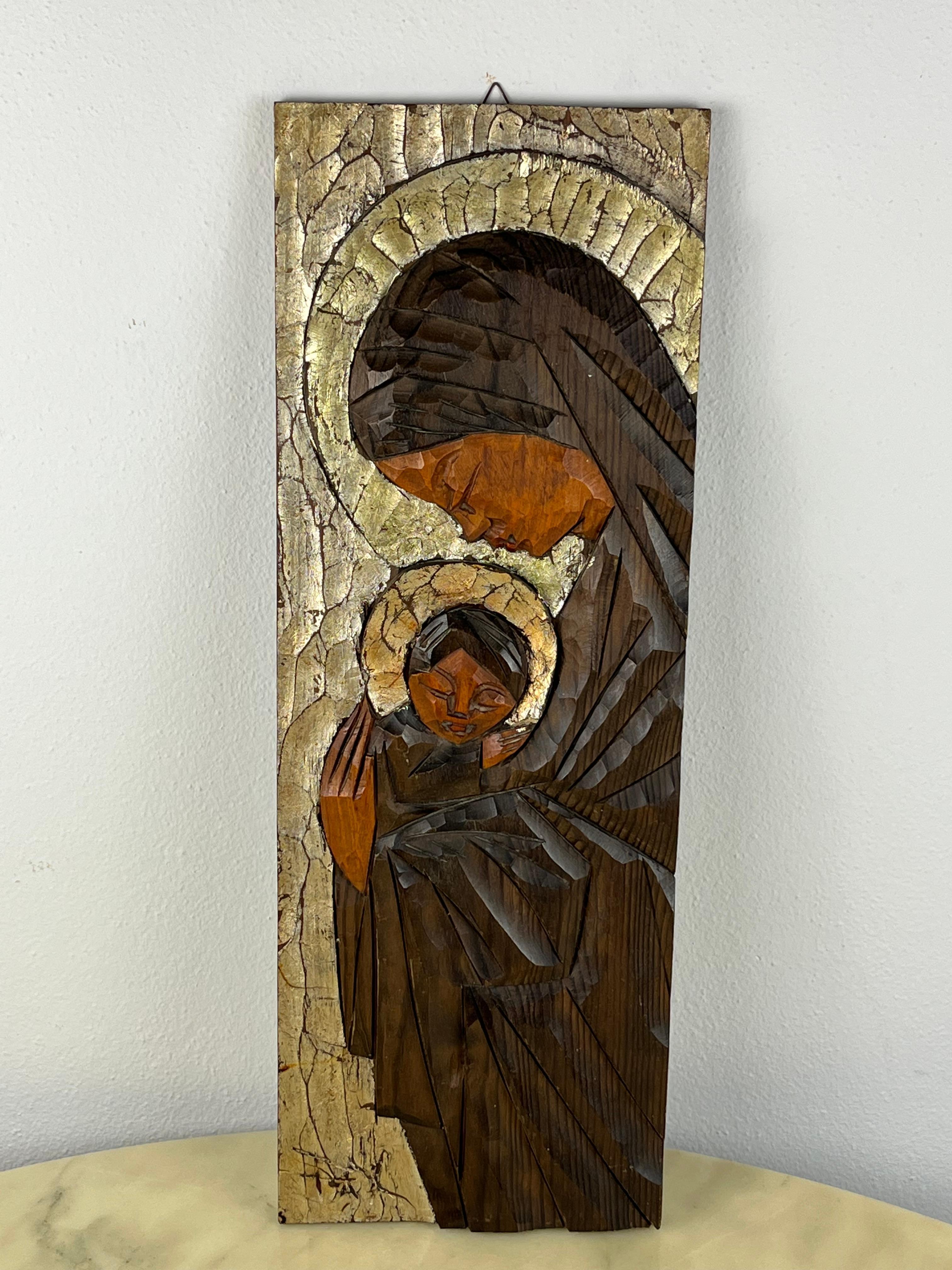 Late 20th Century Portrait of the Madonna on Wood, Italy, 1980s For Sale