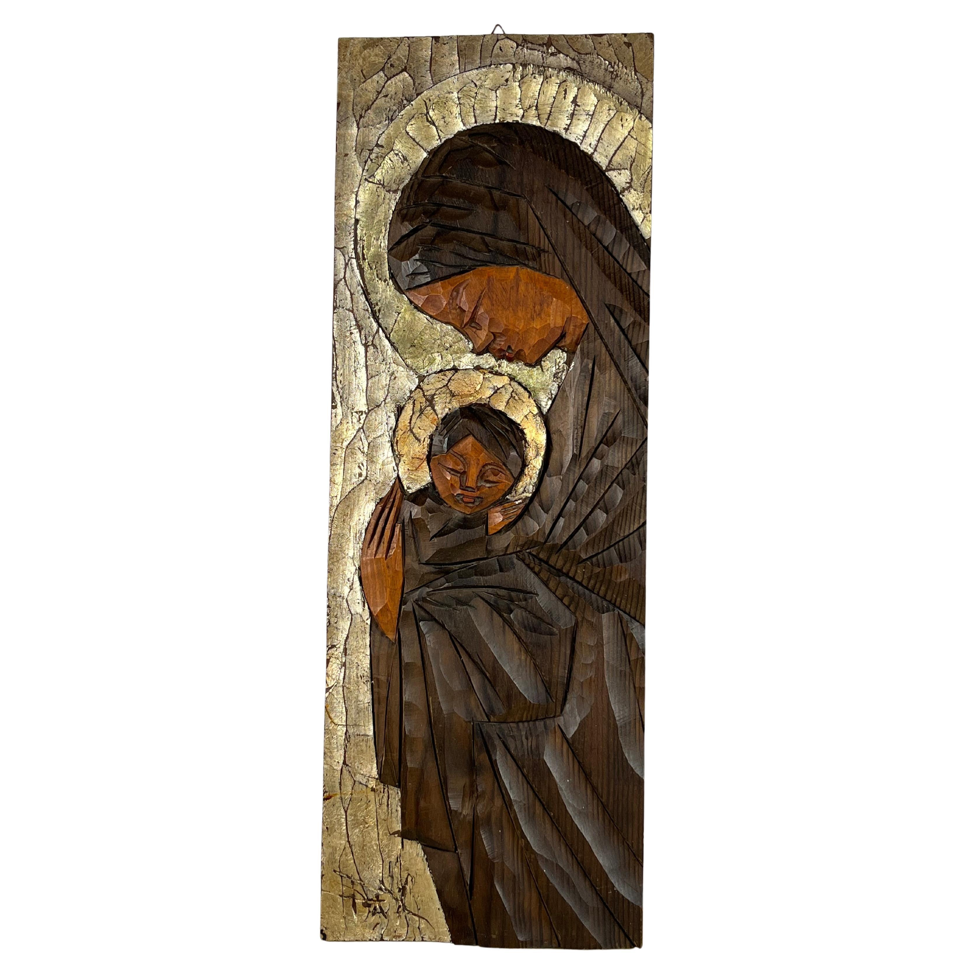 Portrait of the Madonna on Wood, Italy, 1980s For Sale