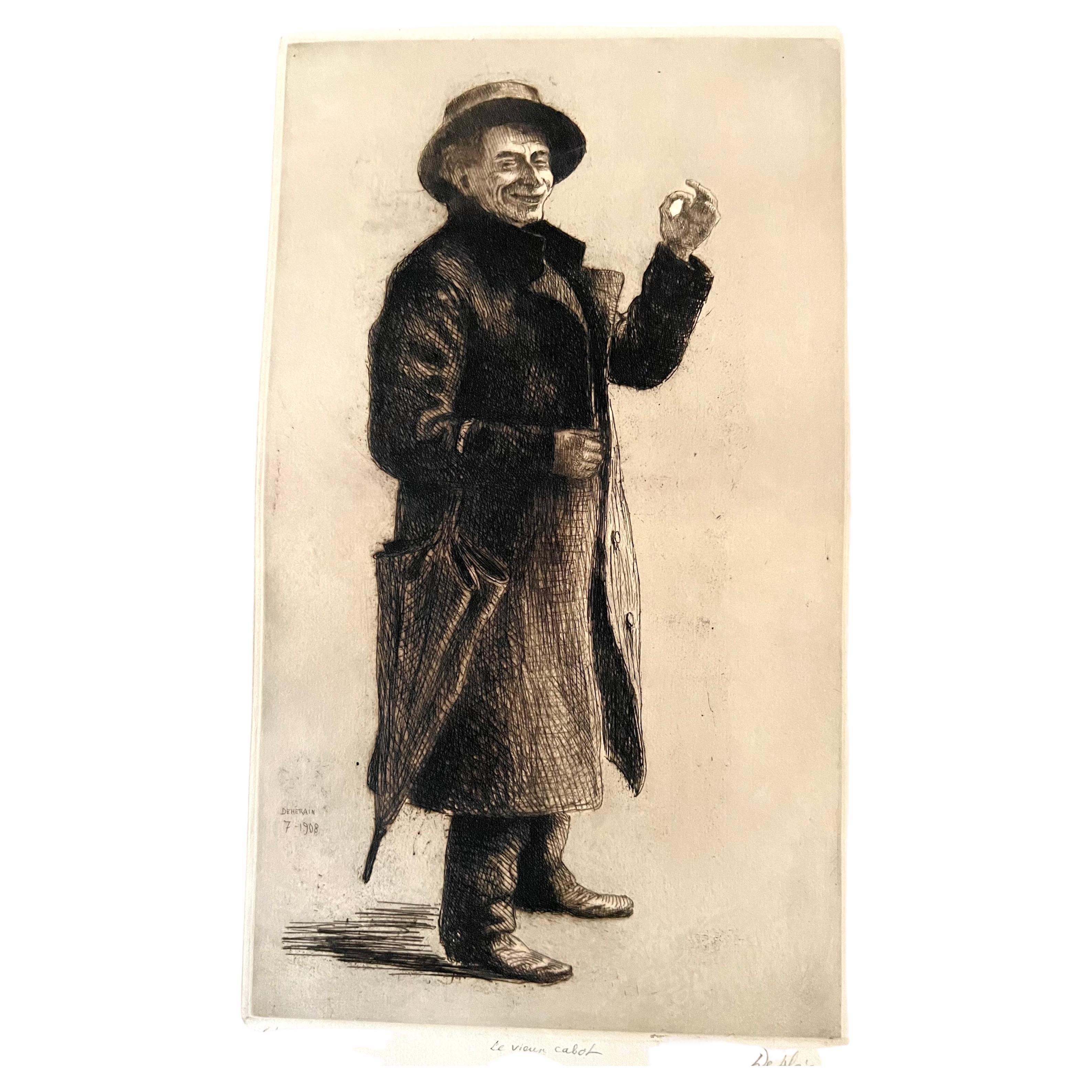 Portrait of the man Called "Vieux Cabot" by François De Herain 1908 For Sale
