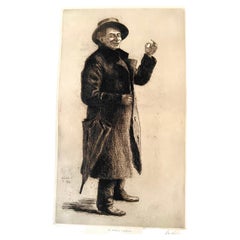 Antique Portrait of the man Called "Vieux Cabot" by François De Herain 1908
