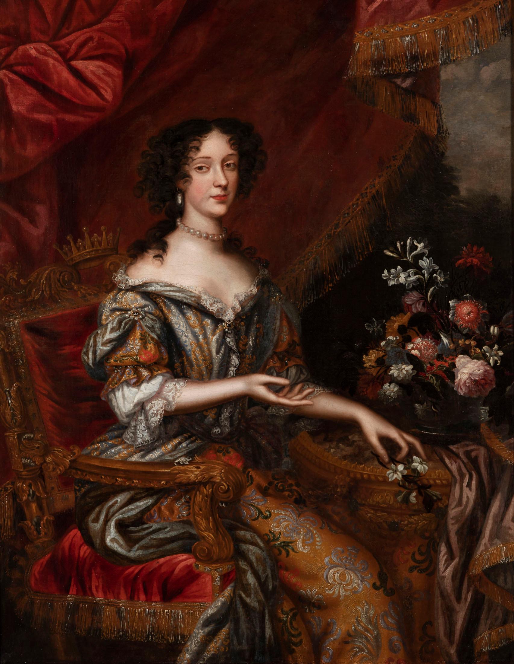 Portrait of Marie Béatrice Eléonore Isabelle d'Este, Princess of Modena (1658-1718) attributed to Henri Gascar (1635-1701), 17th century.

Original frame and canvas.

Marie Béatrice was born in Modena, Italy in 1658. Her father, the Duke of
