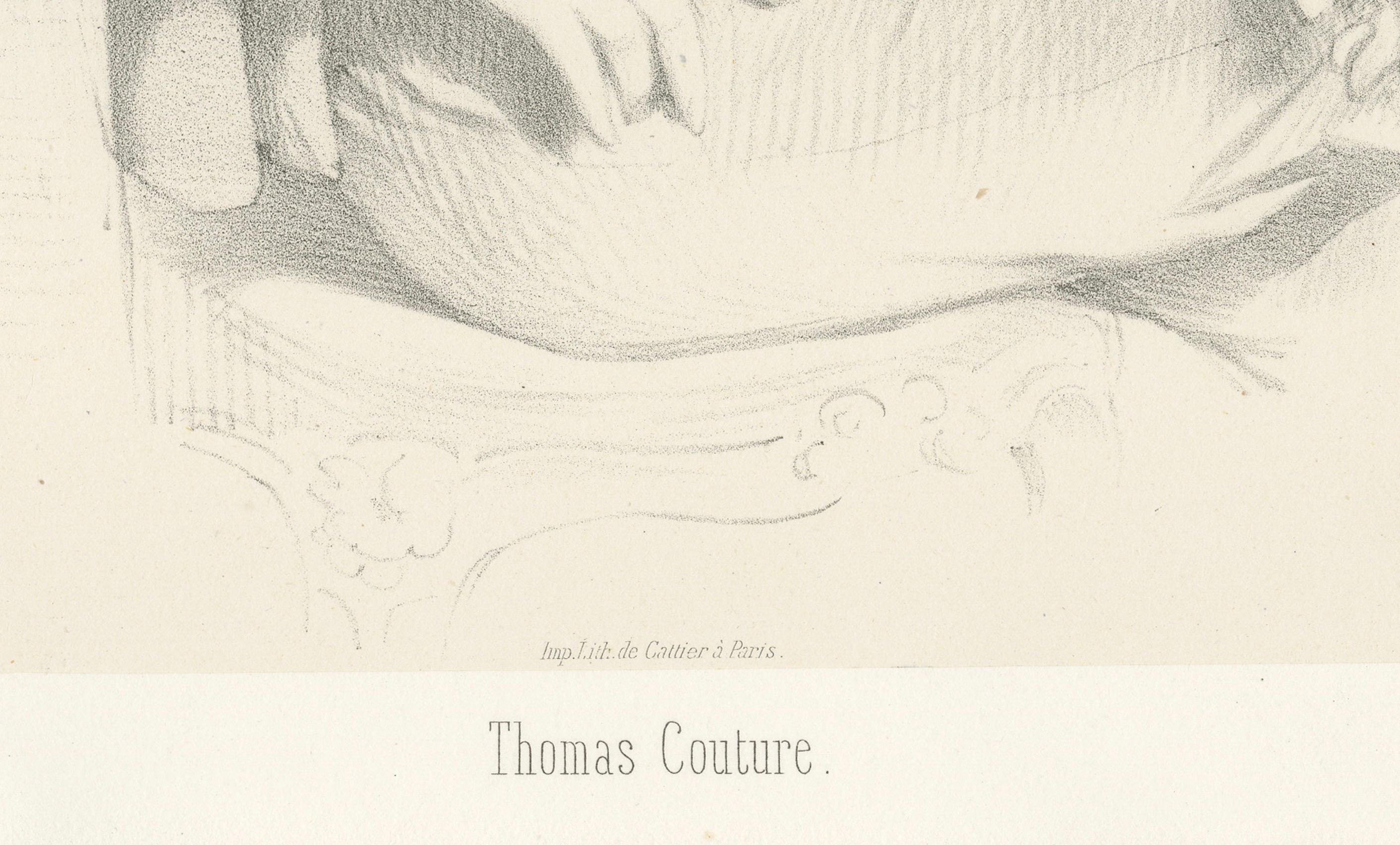 Retrato de Thomas Couture - Litografía francesa del siglo XIX de Le Gout-Gérard

Esta litografía del siglo XIX presenta un refinado retrato del pintor francés Thomas Couture (1815-1879), conocido por sus influyentes composiciones históricas y por