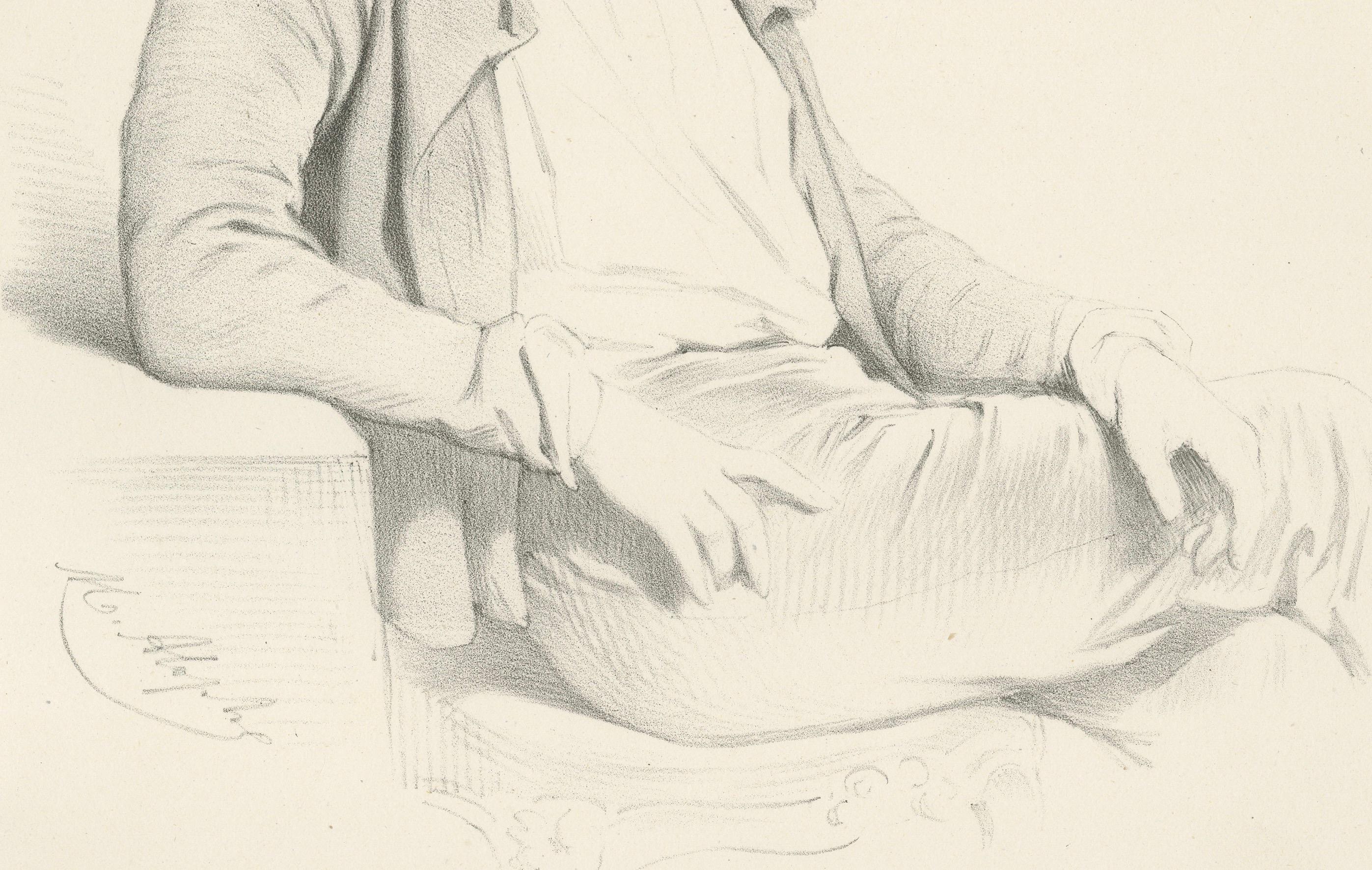 Retrato de Thomas Couture - Litografía francesa del siglo XIX de Le Gout-Gérard Francés en venta