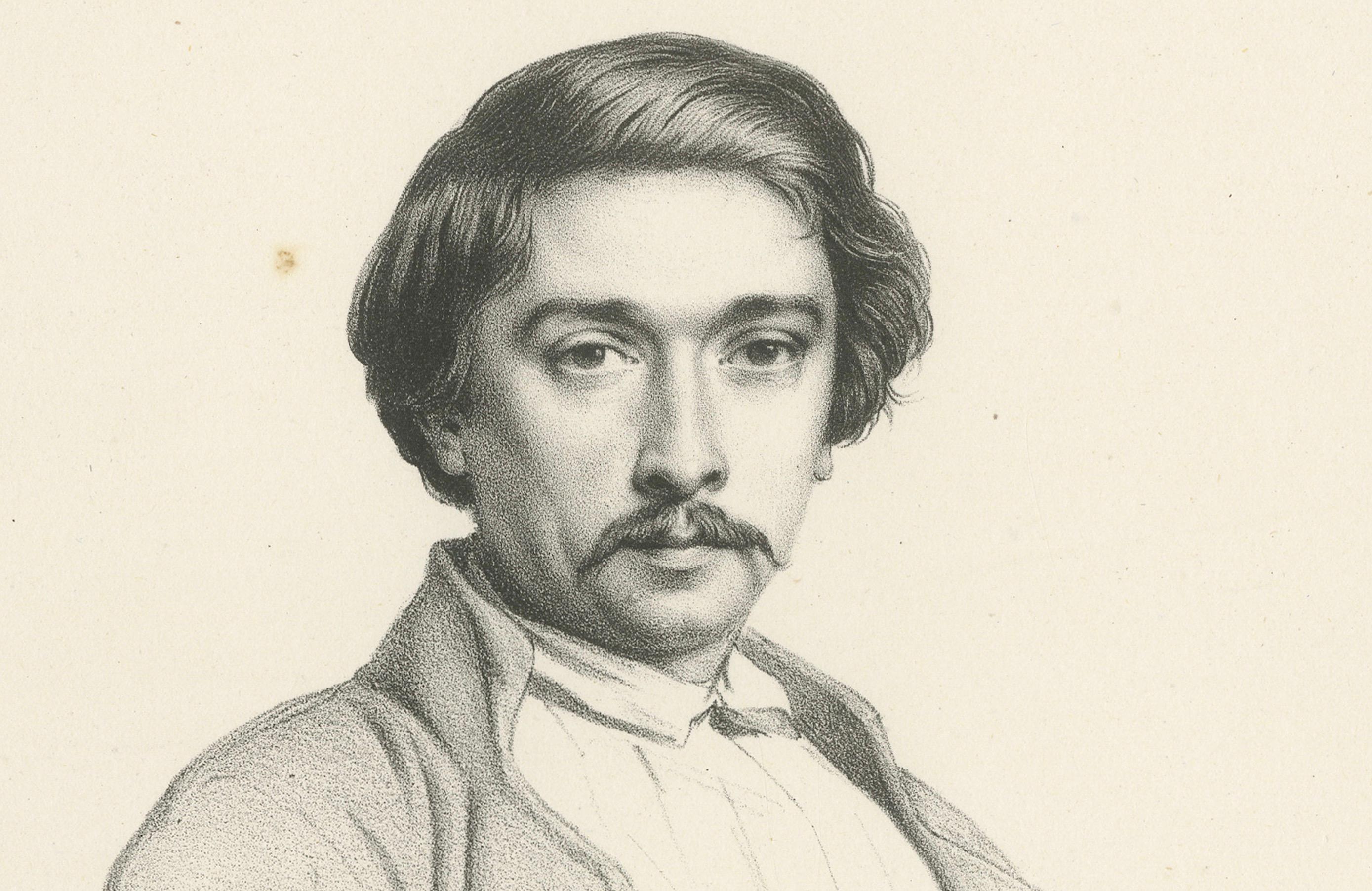 Retrato de Thomas Couture - Litografía francesa del siglo XIX de Le Gout-Gérard en Bueno estado para la venta en Langweer, NL