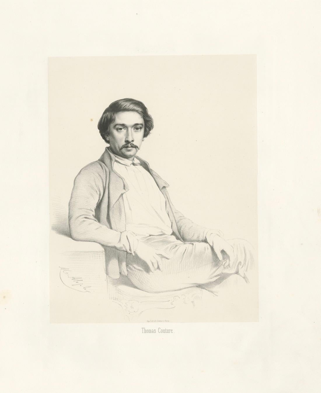 Retrato de Thomas Couture - Litografía francesa del siglo XIX de Le Gout-Gérard en venta 1