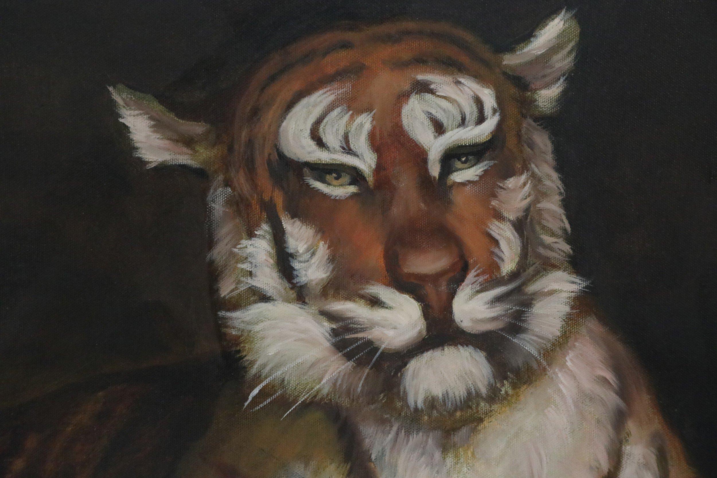 American Portrait of Tiger with Cubs Painting on Canvas For Sale