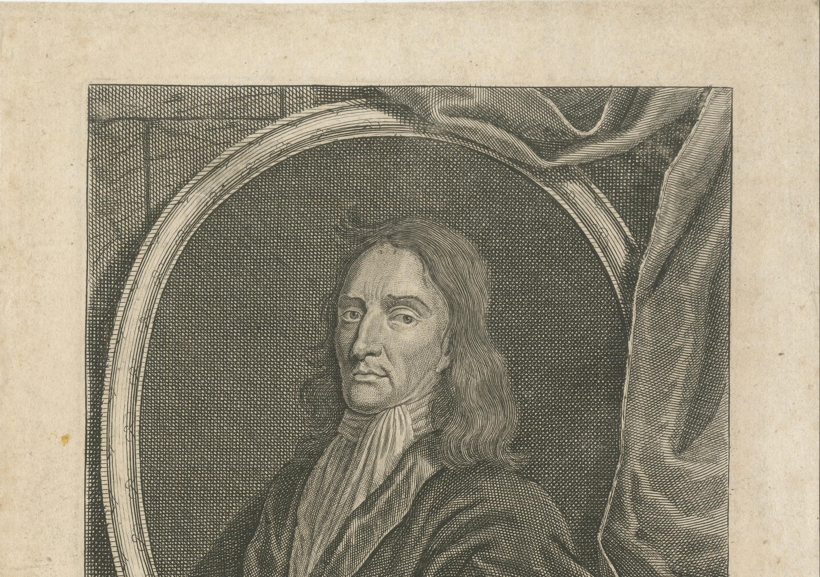 Néerlandais Portrait d'Ulrik Huber - Philosophe juridique et juriste néerlandais, Gravure c.1700 en vente