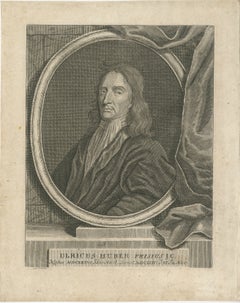 Portrait d'Ulrik Huber - Philosophe juridique et juriste néerlandais, Gravure c.1700