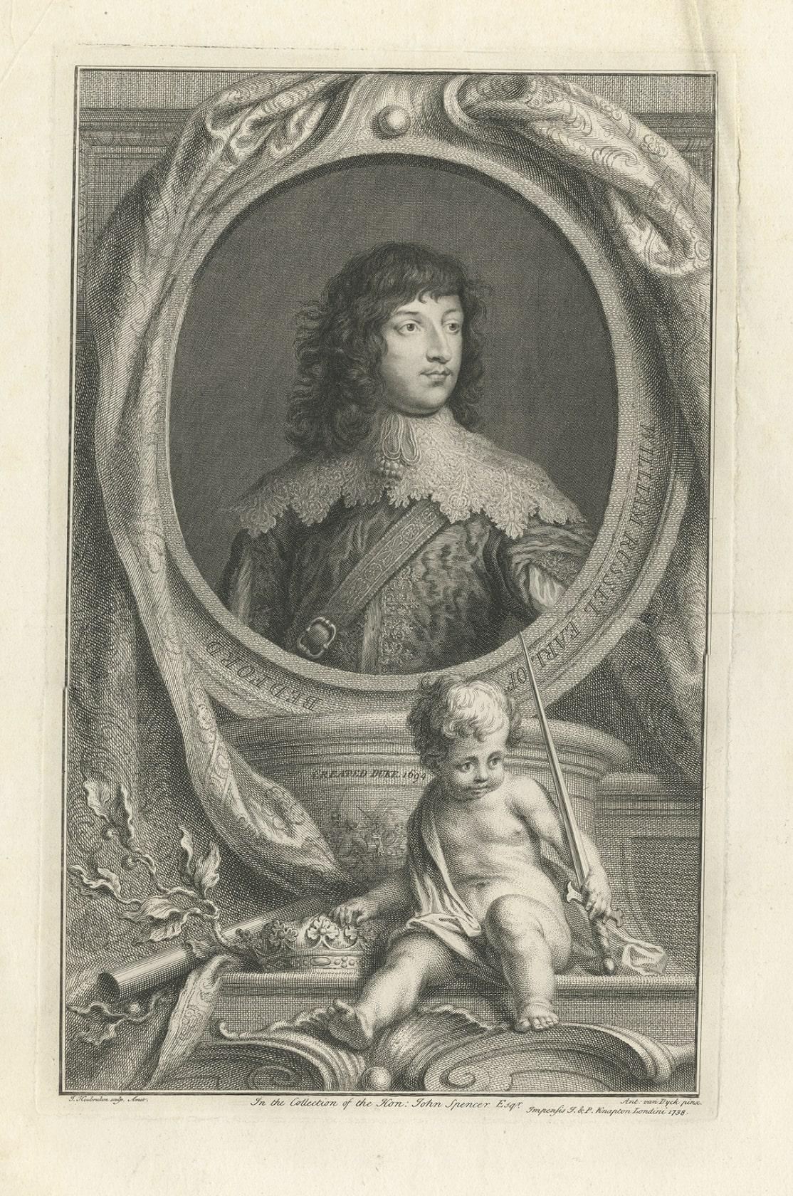 Papier Portrait de William Russell, un noble et homme politique anglais, comte de Bedford en vente