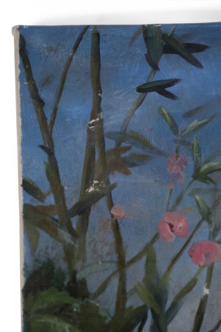 Portrait of Woman in Garden Oil Painting on Canvas For Sale at 1stDibs