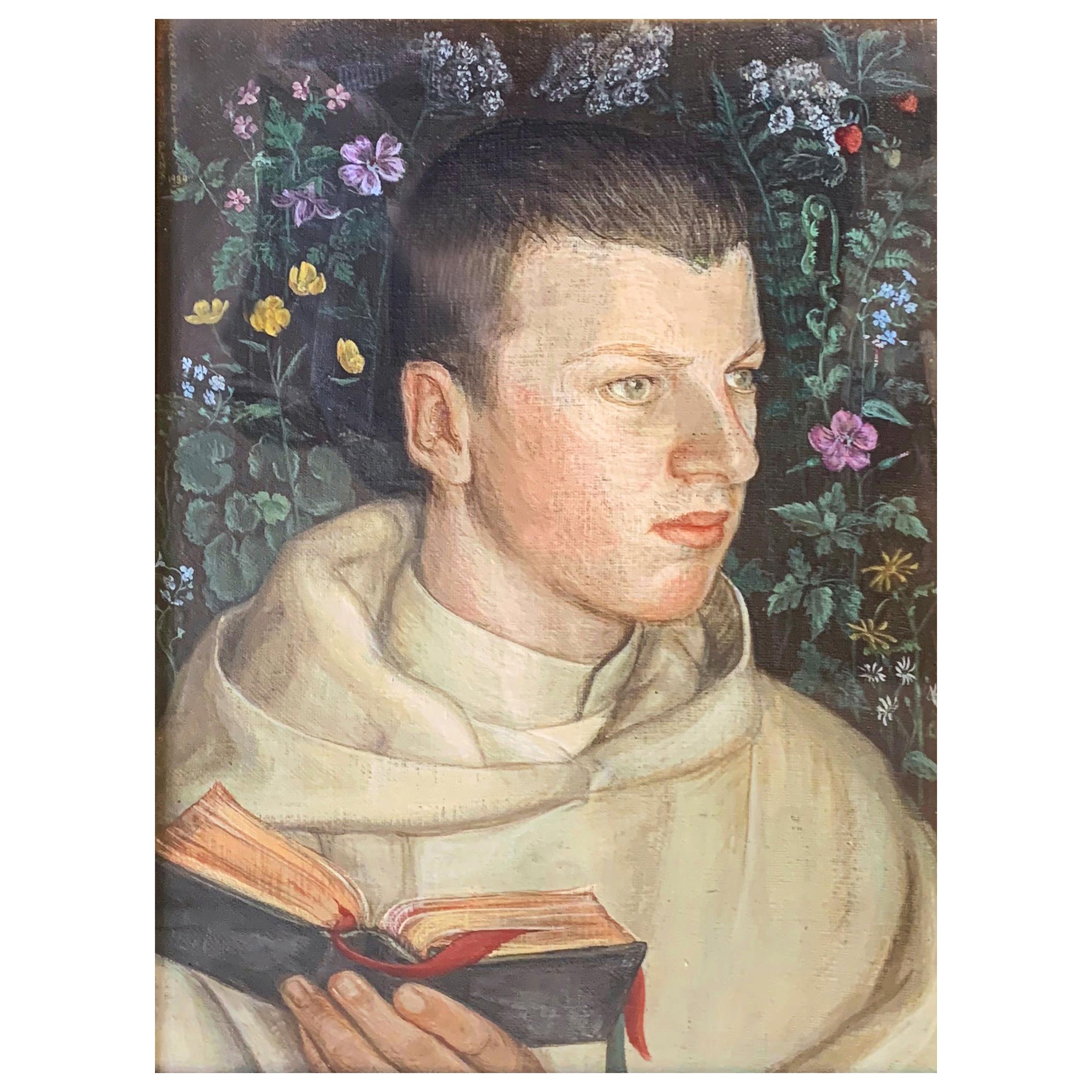 "Portrait of Young Camaldolese Monk, " Oil on Canvas, Italy, 1934