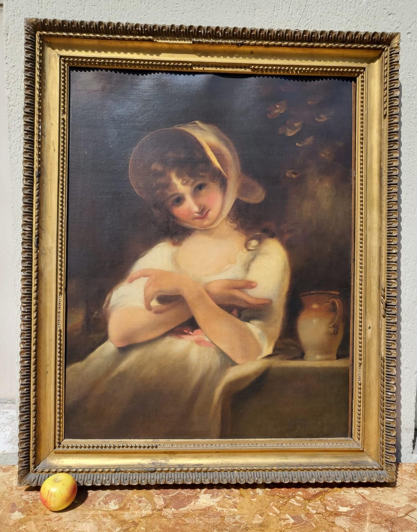 Portrait Of Young Woman, Oil On Canvas XIXth Century For Sale 6