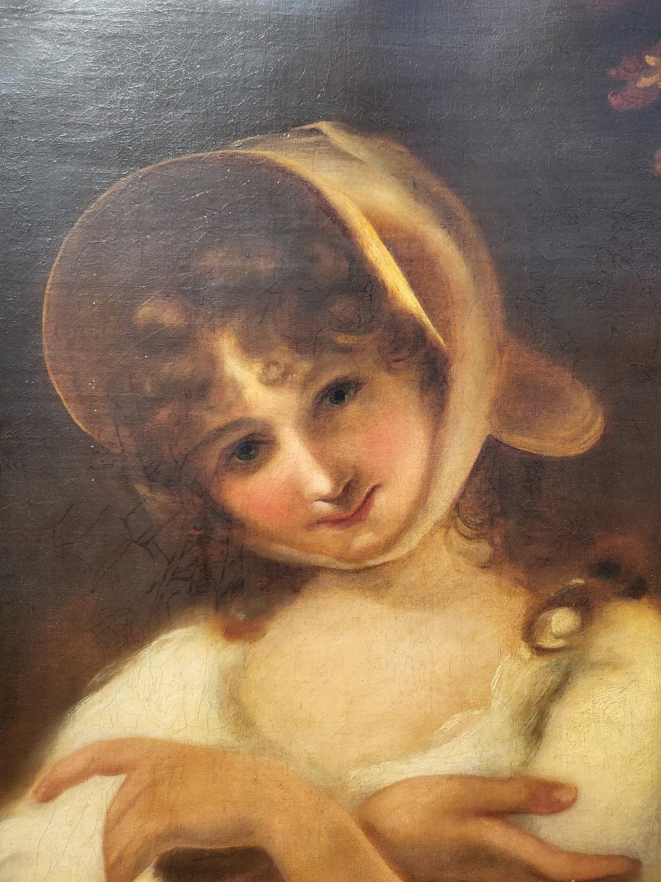 Portrait Of Young Woman, Oil On Canvas XIXth Century In Good Condition For Sale In MARSEILLE, FR