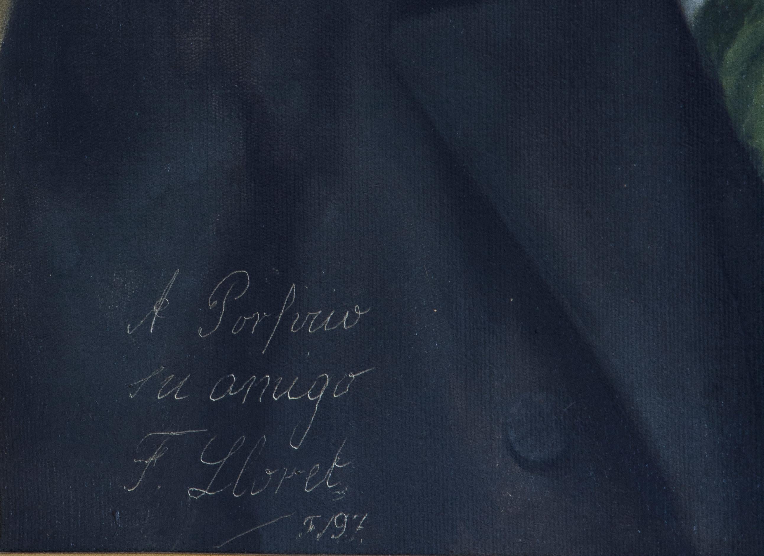 Espagnol Portrait. Huile sur toile. Dedicée, signée (F. Lloret.) et datée (1897) en vente