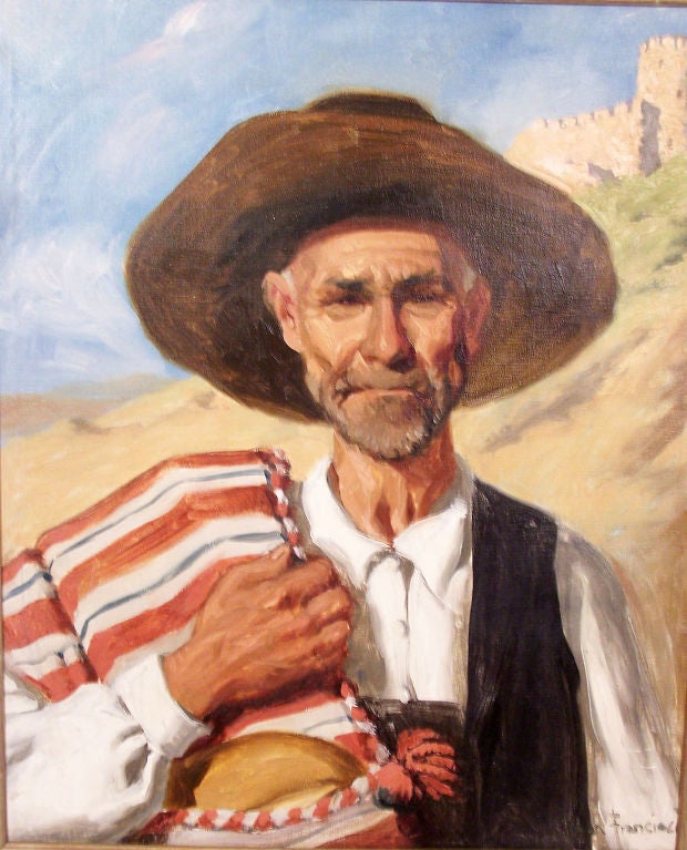 American Portrait Painting by California Artist John Bond Francisco, Early 20th Century For Sale