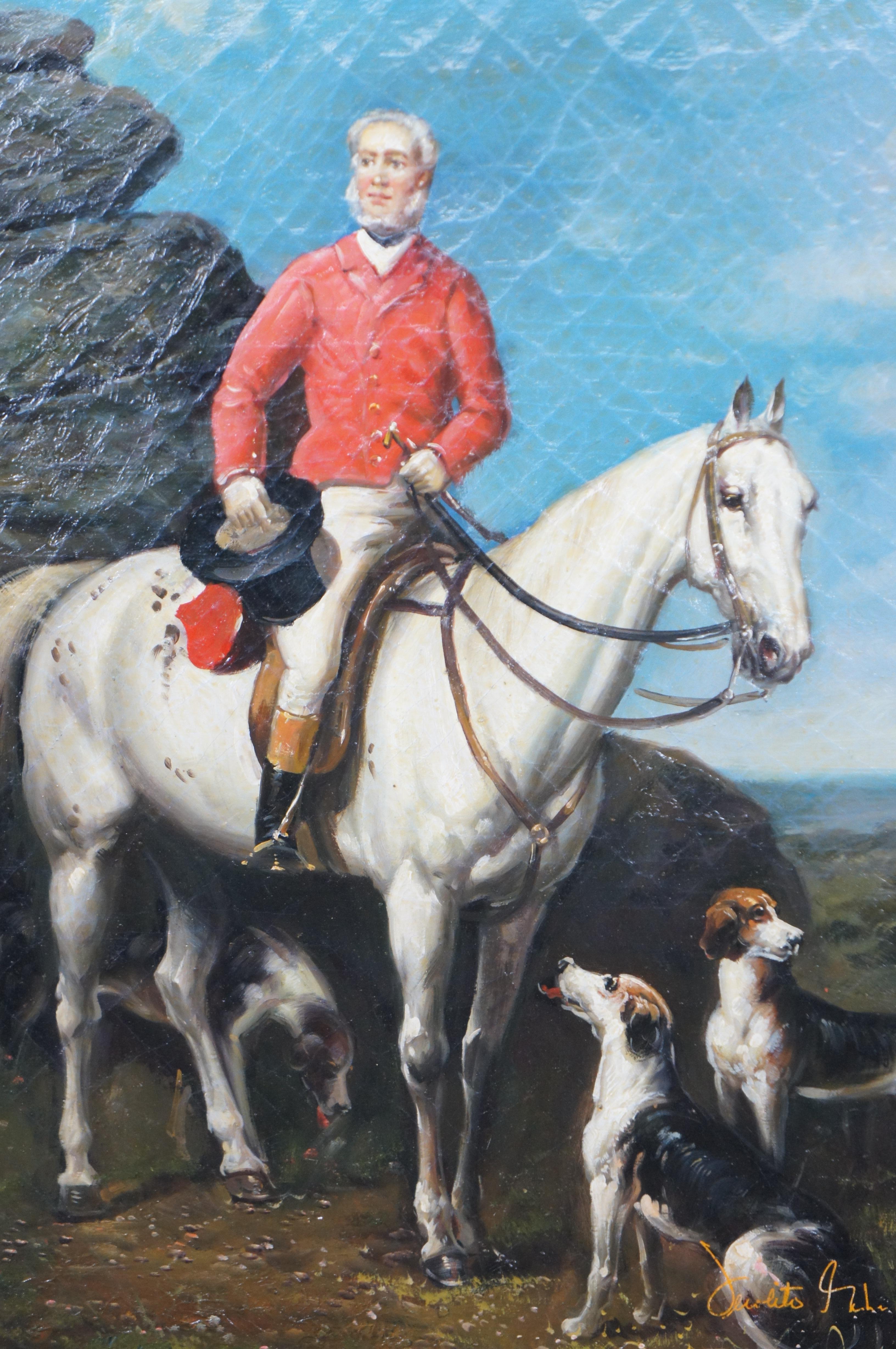 20ième siècle Peinture de Charles Trelawny, maître de la chasse à Dartmoor d'après Francis Grant en vente